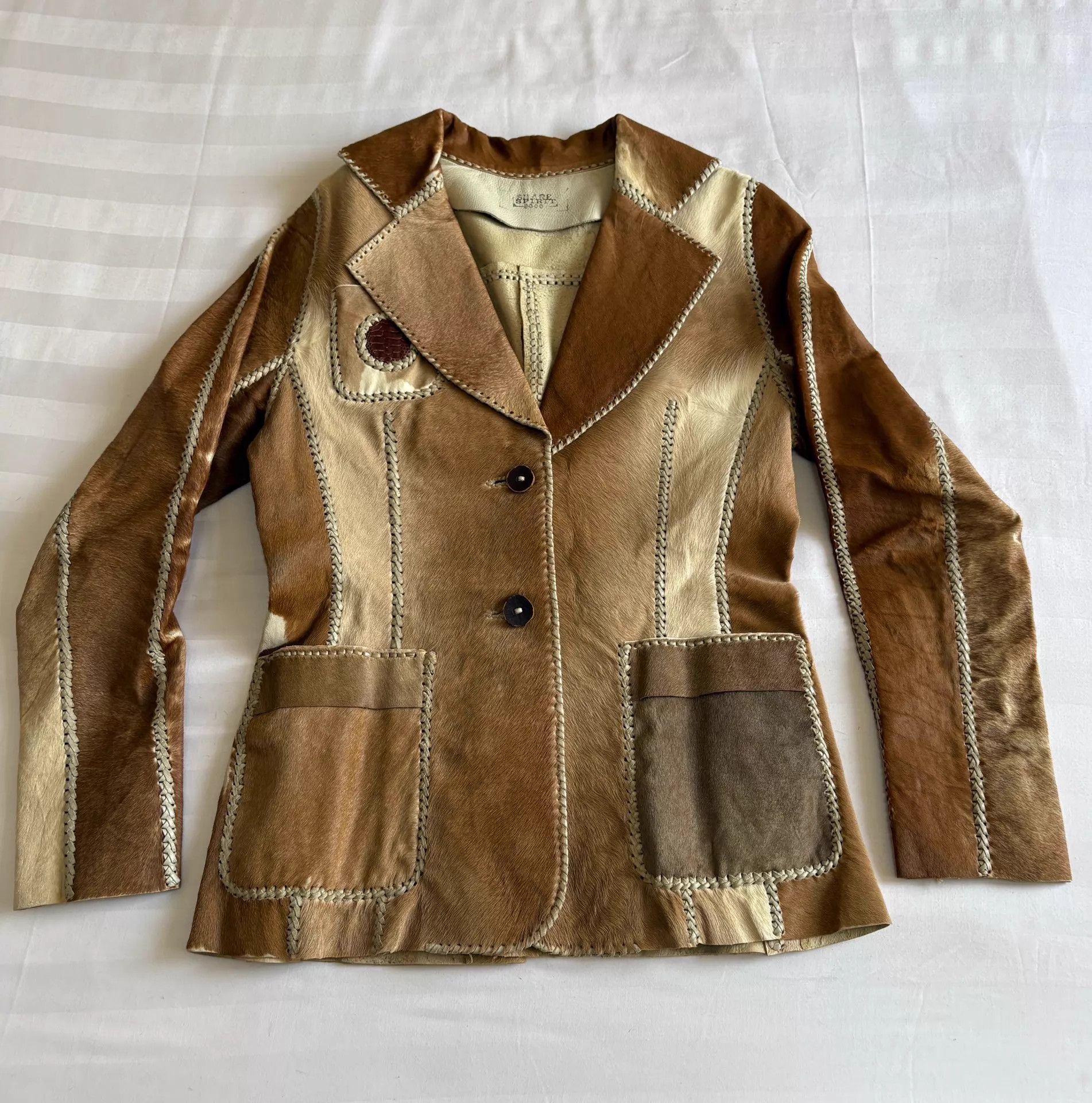 Other Vintage Japanese Strappy-Fur Paneled Leather Blazer Rare Size XS / US 0-2 / IT 36-38 - 2 Thumbnail