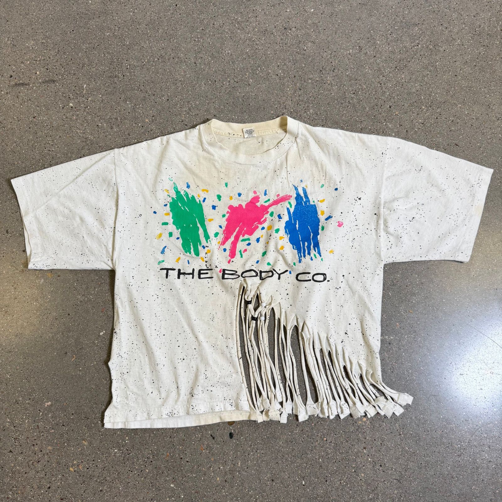 Vintage Vtg 80s The Body Co Women's Neon Splatter Shirt Fringe OSFA Size ONE SIZE - 1 Thumbnail