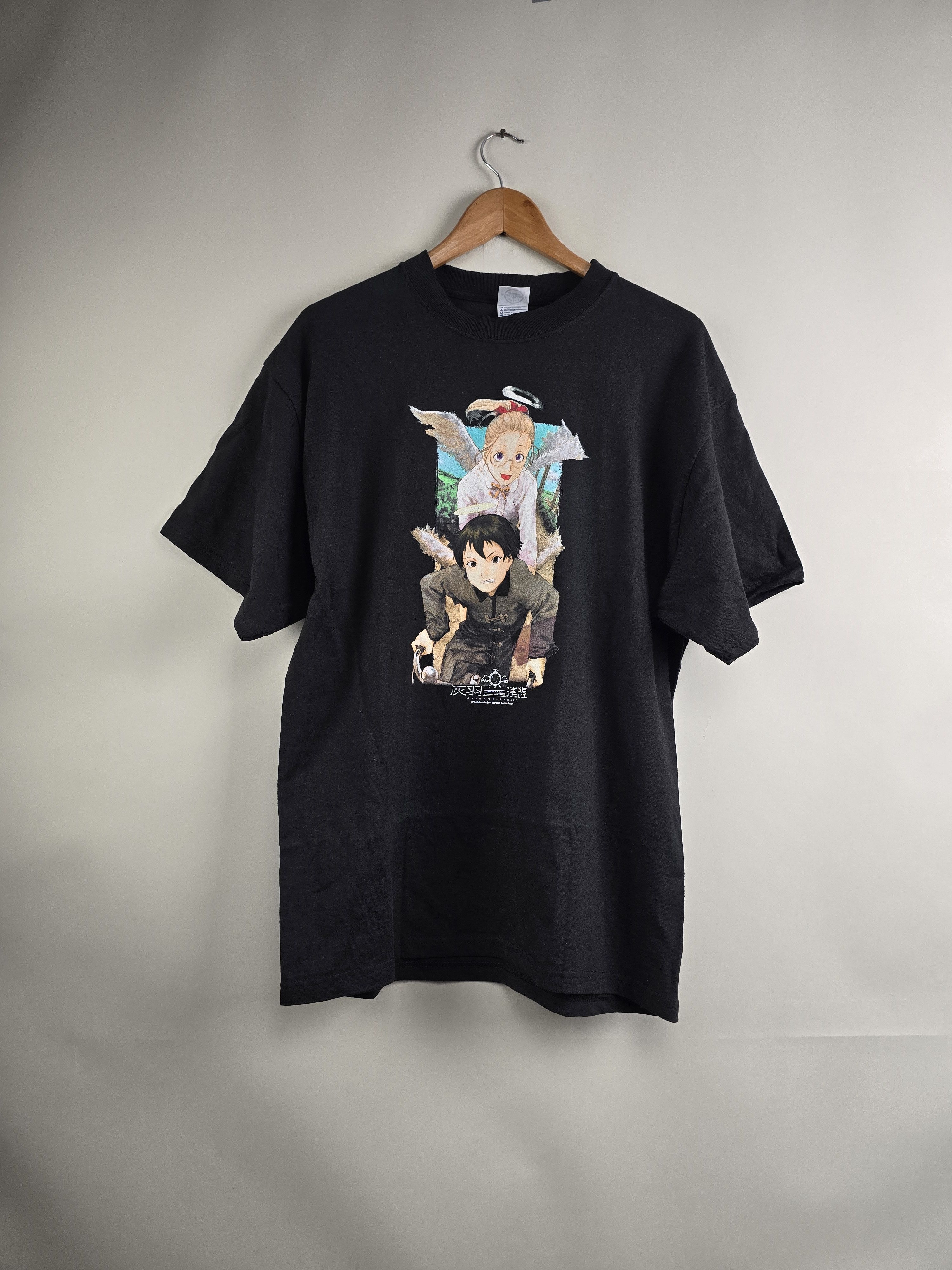 image of Anima x Movie 2002 Haibane Renmei Anime Tee XL 23" 29" in Black, Men's