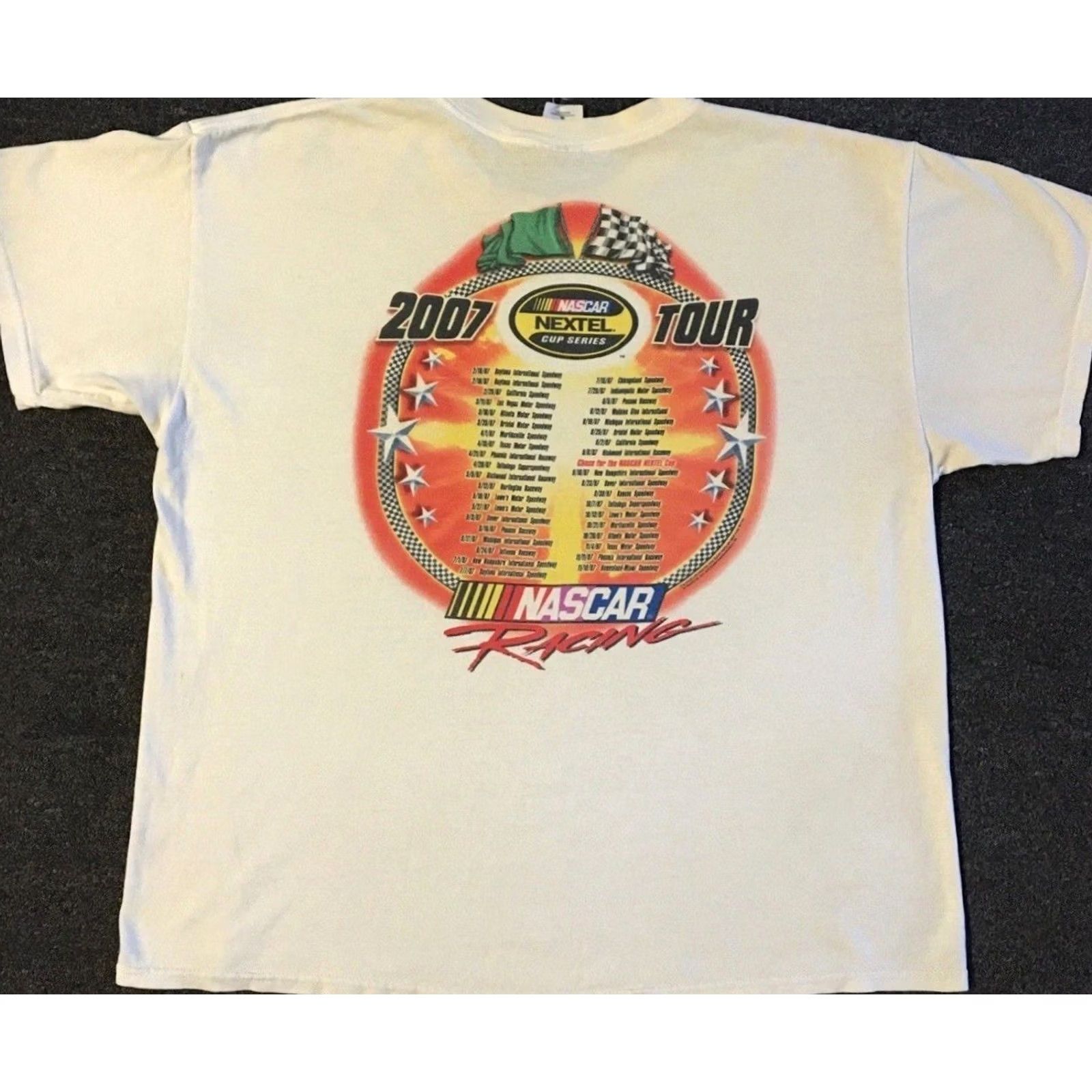 NASCAR VINTAGE NASCAR Shirt L White 90s Grunge Biker Cars Racing Distressed All Over Print Mens XL Size US L / EU 52-54 / 3 - 2 Thumbnail