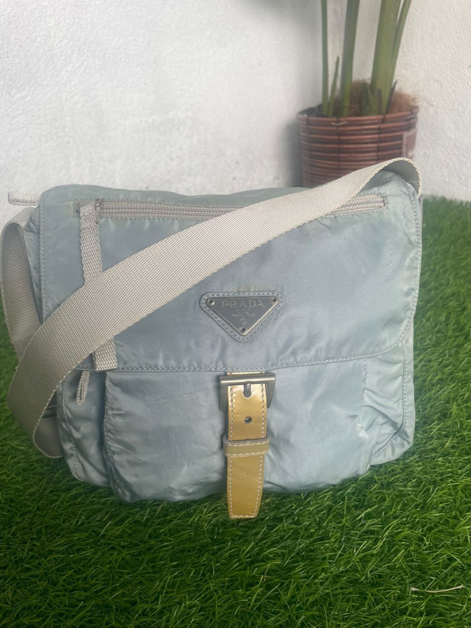 Authentic Prada Tessuto Nyalon Crossbody Bag in Blue, Men's