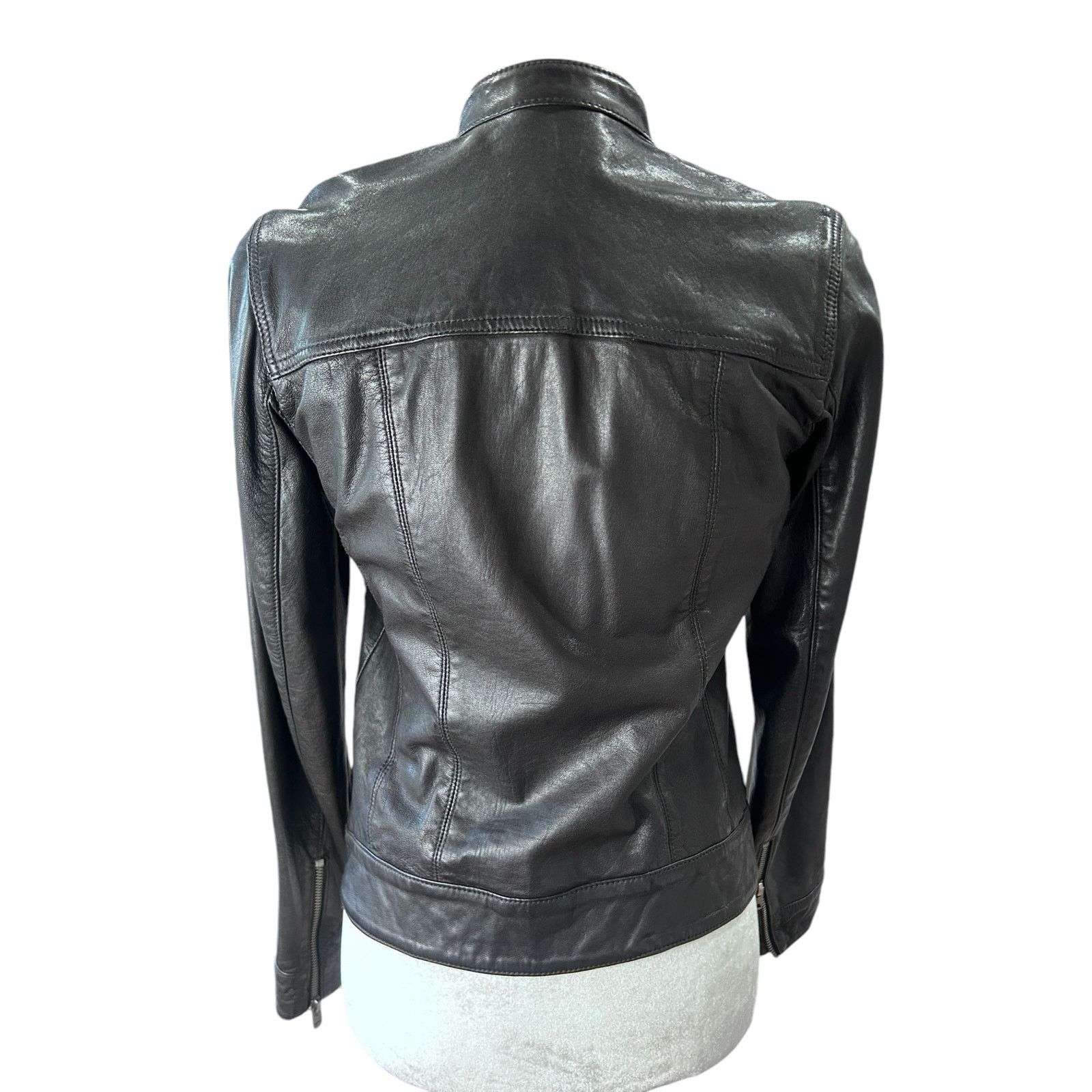 Lucky Brand Lucky Brand Womens XS Lamb Leather Jacket Black Moto Biker Size XS / US 0-2 / IT 36-38 - 3 Thumbnail