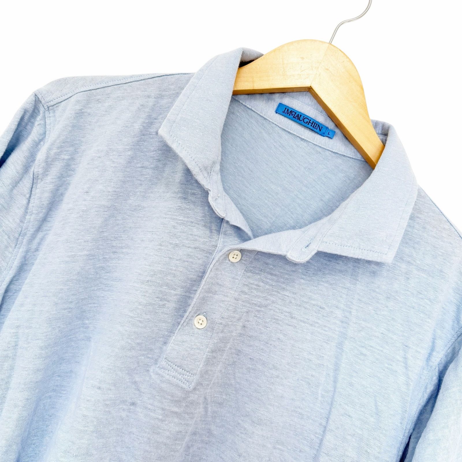 J.McLaughlin J. McLaughlin Light Blue 100% Linen Short Sleeve Polo Sz L Size US L / EU 52-54 / 3 - 1 Thumbnail