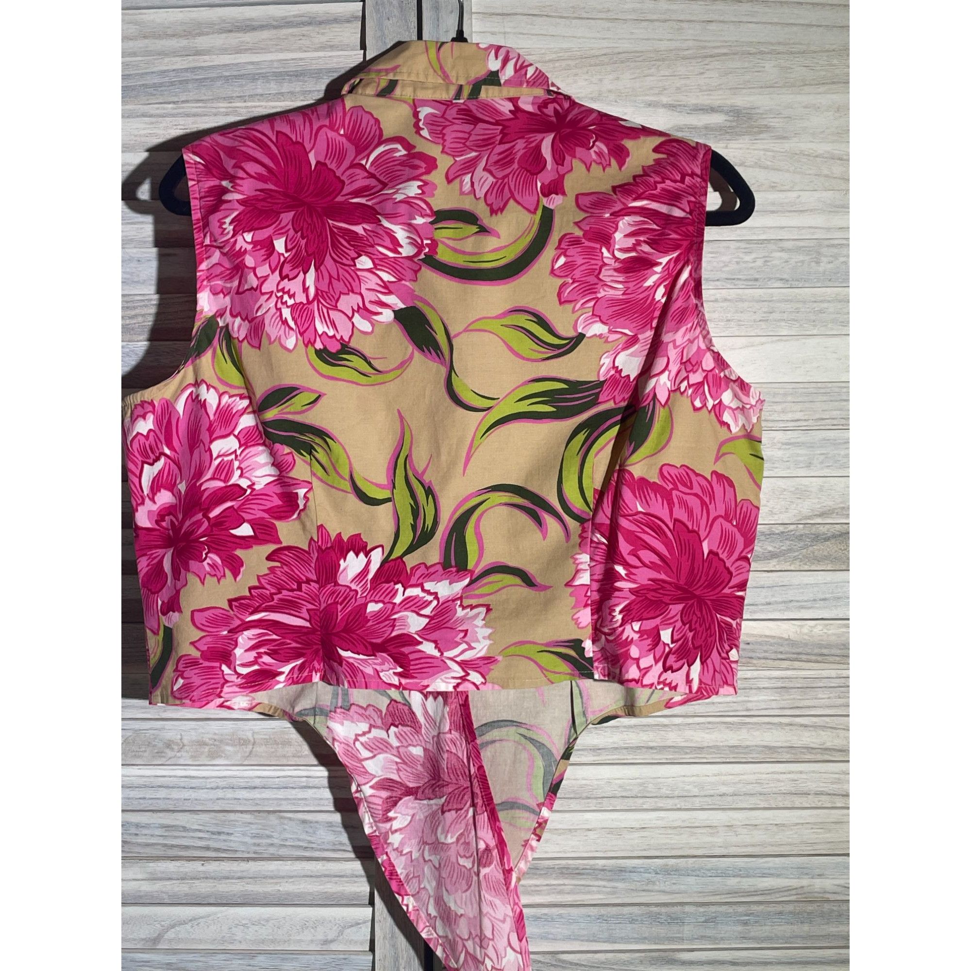 Other NY&Co Lg Tropical Tie Front Top Size L / US 10 / IT 46 - 12 Thumbnail