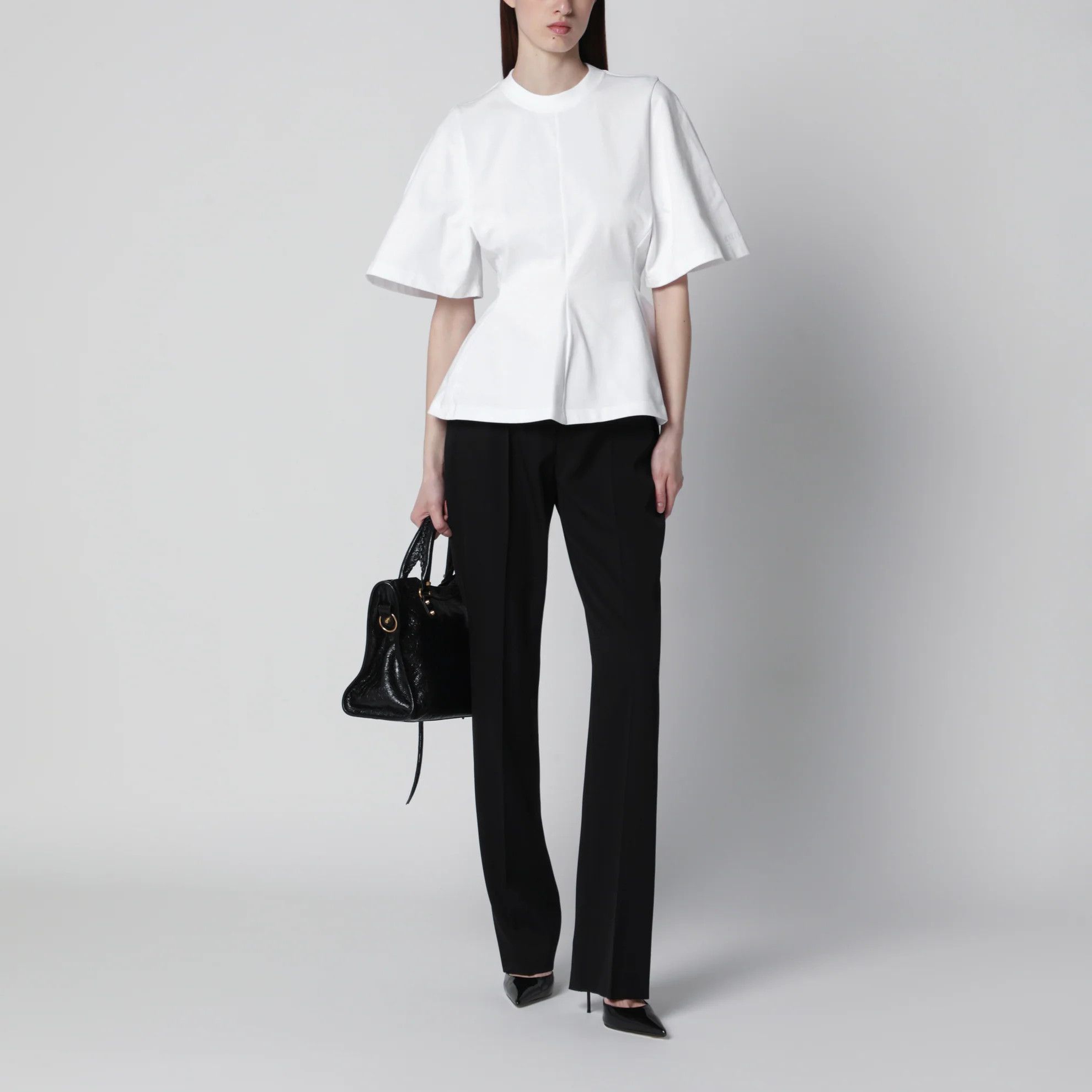 Balenciaga o1d2blof0426 Cotton Short Sleeve T-Shirt in White Size S / US 4 / IT 40 - 2 Thumbnail