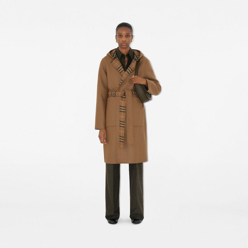 Burberry o1w1db10426 Reversible Check Wool Wrap Coat in Brown Size L / US 10 / IT 46 - 2 Thumbnail