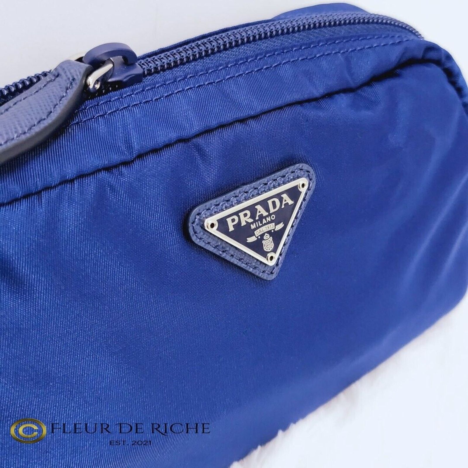 Prada Prada Necessaire Re-Nylon Vela Cosmetic Pouch Blue 1NA021 Size ONE SIZE - 2 Thumbnail
