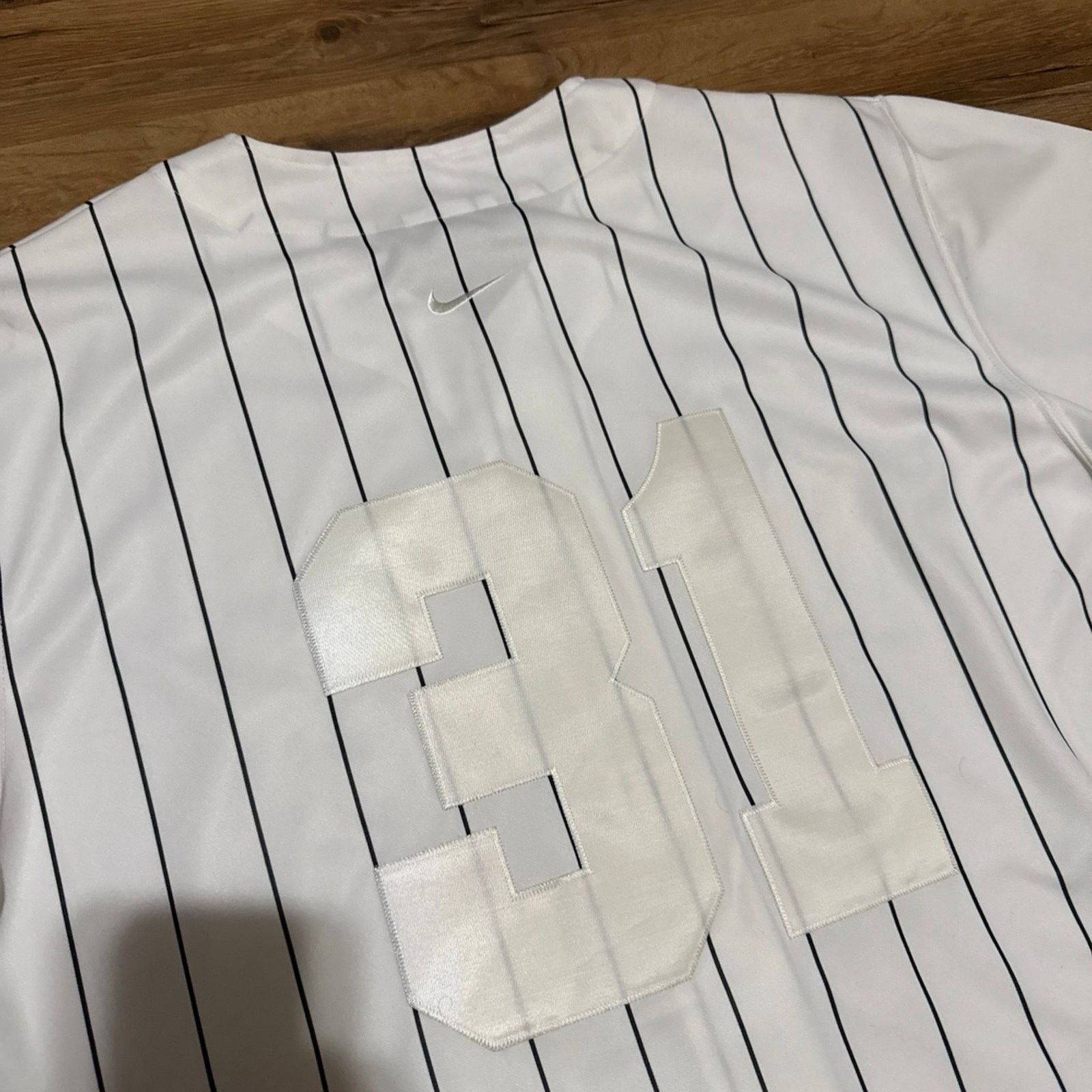 Nike 2002 Nike Button Up Baseball Pinstripe Jersey #31 Size US L / EU 52-54 / 3 - 6 Thumbnail