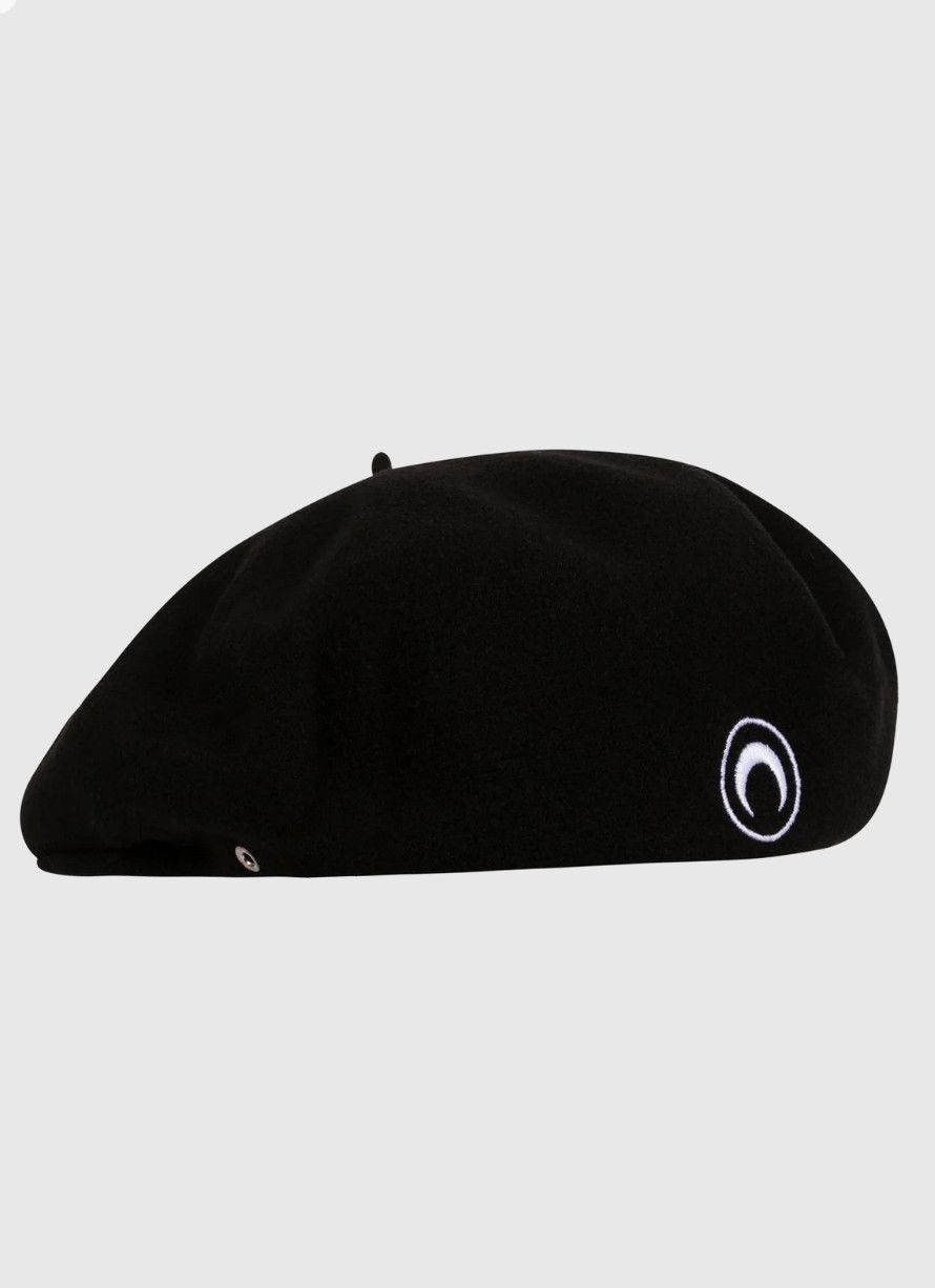 Marine Serre Marine Serre Black Embroidered Beret Size ONE SIZE - 1 Thumbnail
