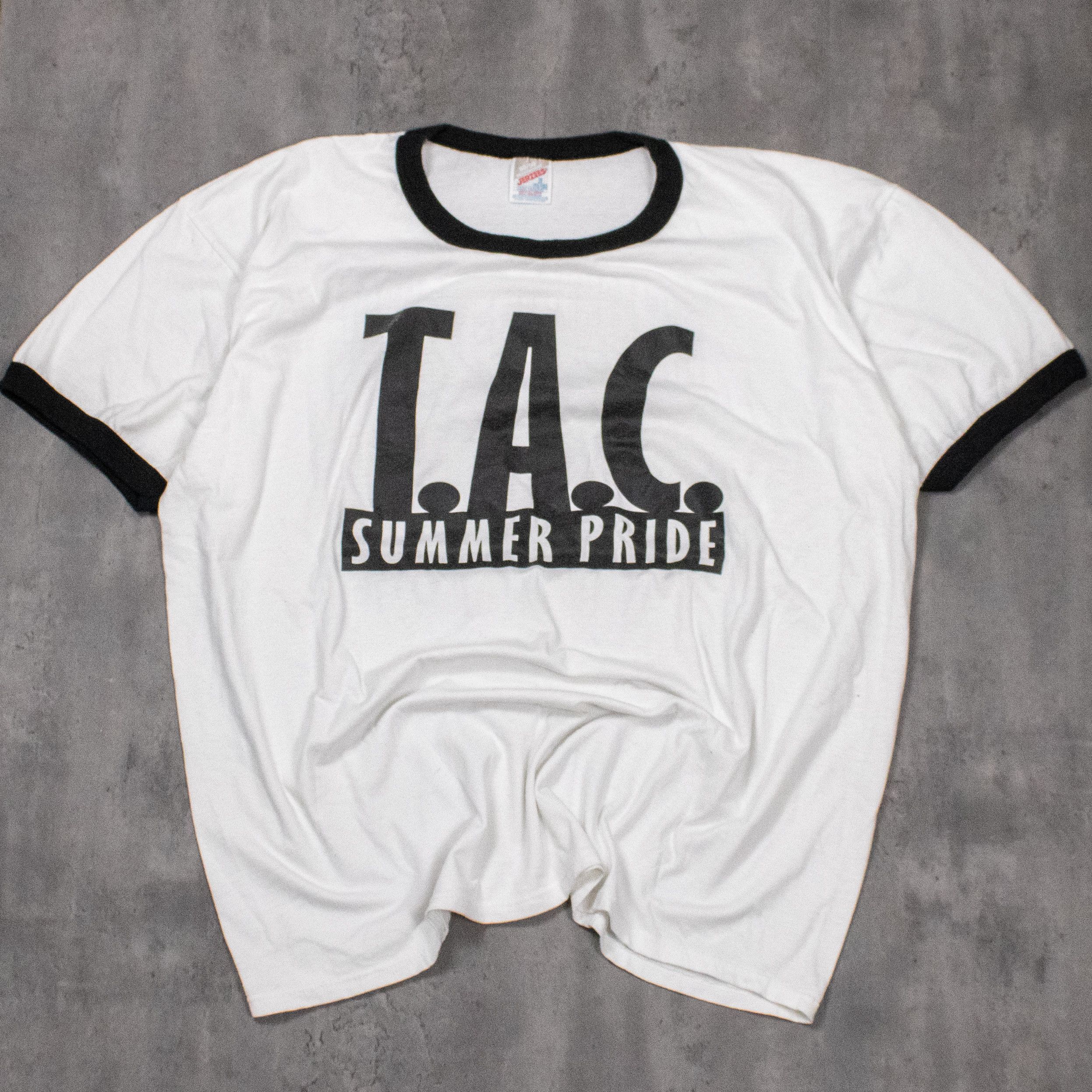 Jerzees × Travis Scott × Vintage Vintage 1990's Tac Summer Pride Travis Scott Ringer T-Shirt Size US XL / EU 56 / 4 - 3 Thumbnail