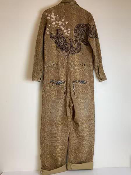 Japanese Brand Japanese Motive 🔥 Karakuri Tamashi Overalls Size US 43 - 2 Thumbnail