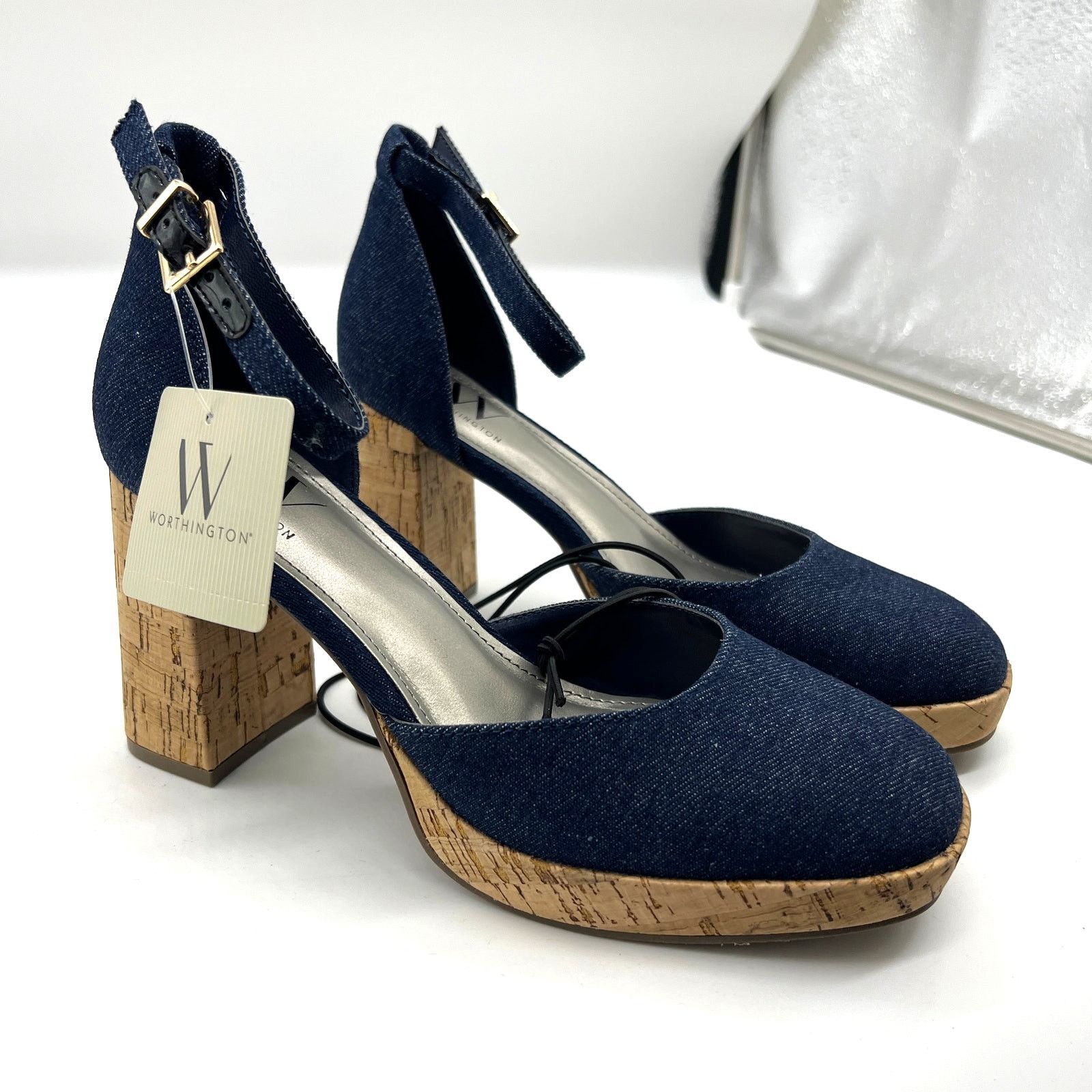 Other Worthington Womens Panama Block Heel Pumps Denim Size 6.5M Size US 6.5 / IT 36.5 - 2 Thumbnail