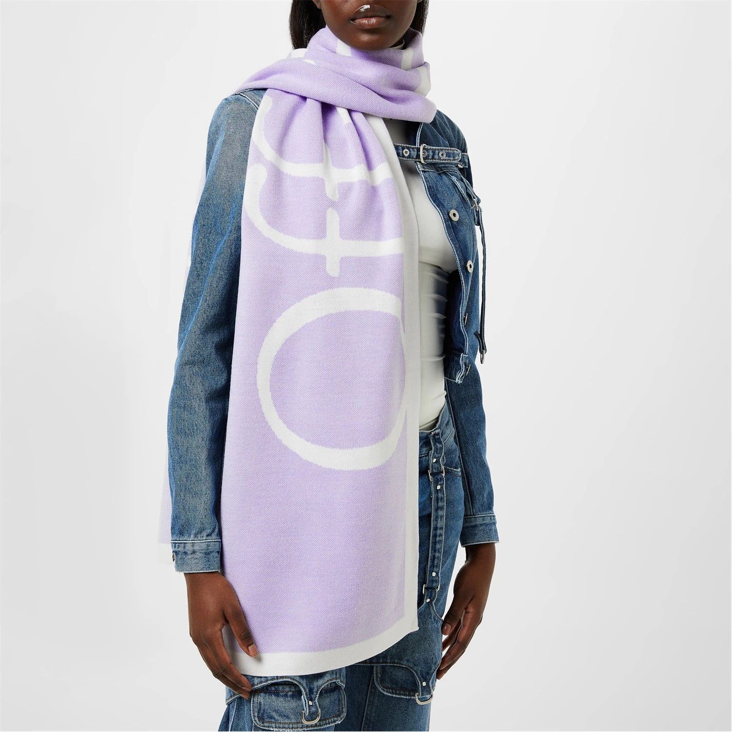 Off-White o1g2r1mq0425 Size: OS / Logo Scarf in Lilac & White Size ONE SIZE - 2 Thumbnail