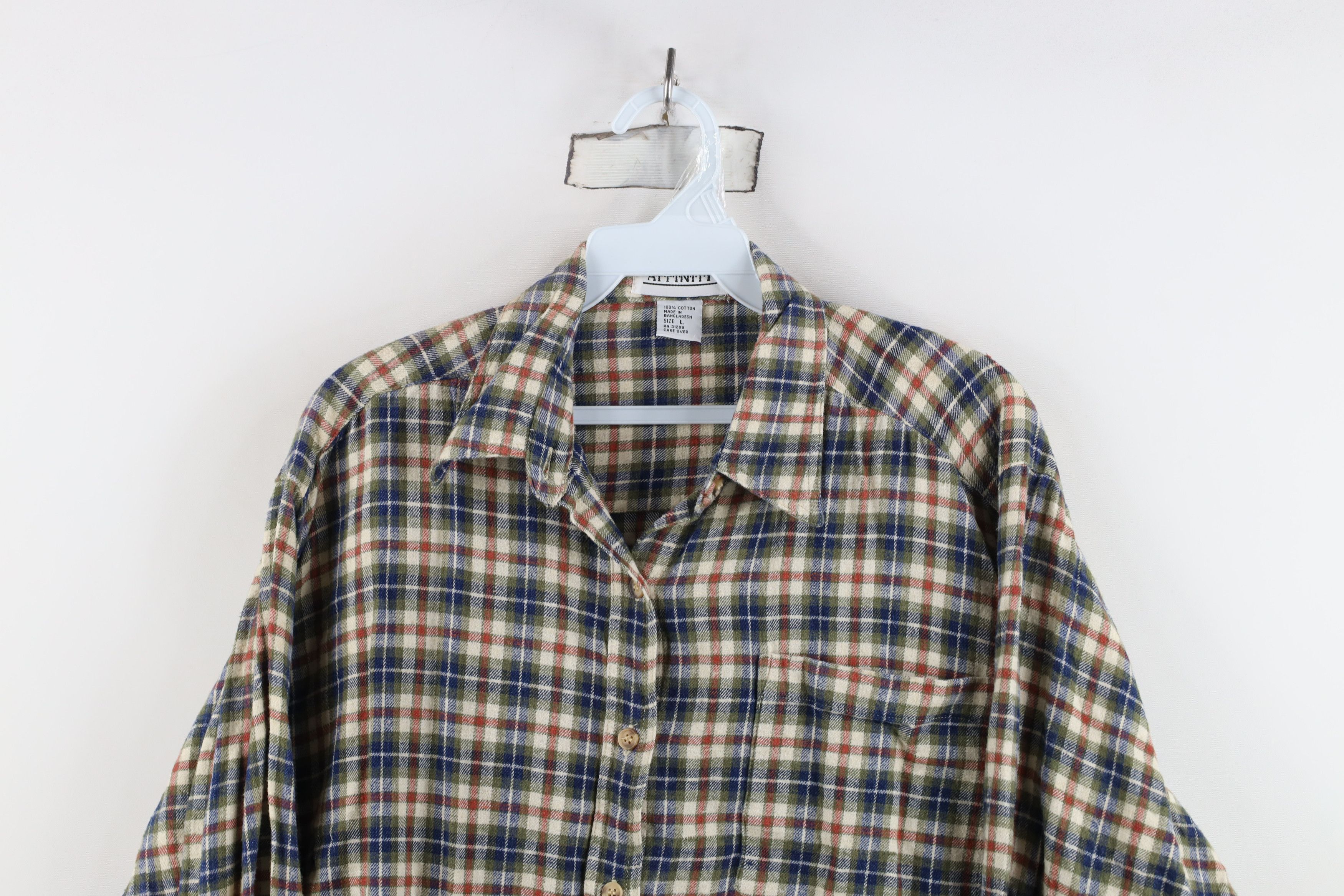 Vintage Vintage 90s Streetwear Flannel Collared Button Shirt Plaid Size L / US 10 / IT 46 - 2 Thumbnail