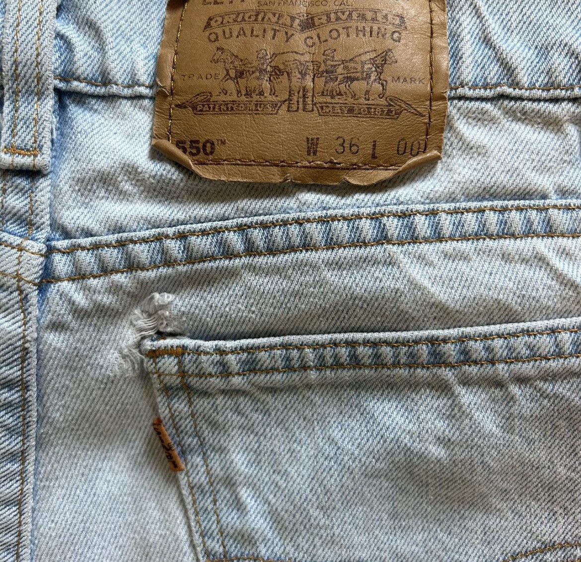 Levi's Vintage Clothing Levi’s Orange Tab 550 Denim Jean Shorts Size 36 Size US 36 / EU 52 - 4 Thumbnail