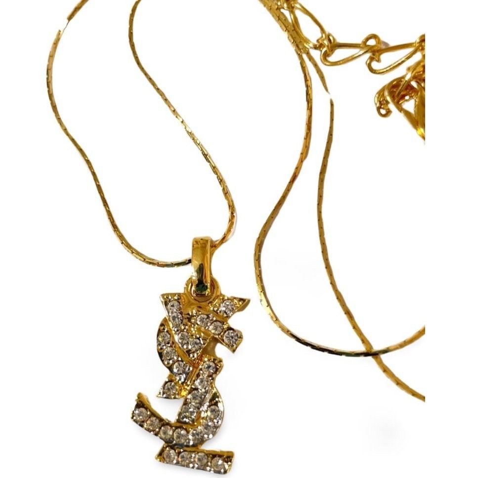 Yves Saint Laurent MINT. Vintage Yves Saint Laurent golden YSL logo necklace Size ONE SIZE - 5 Thumbnail
