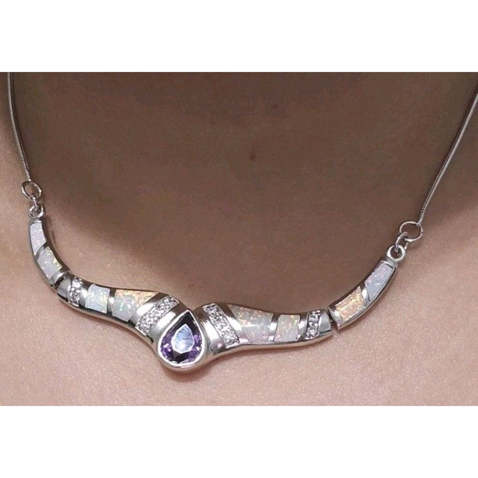 Other Silver Rat Tail Purple Stone Choker Multistone Size ONE SIZE - 8 Thumbnail