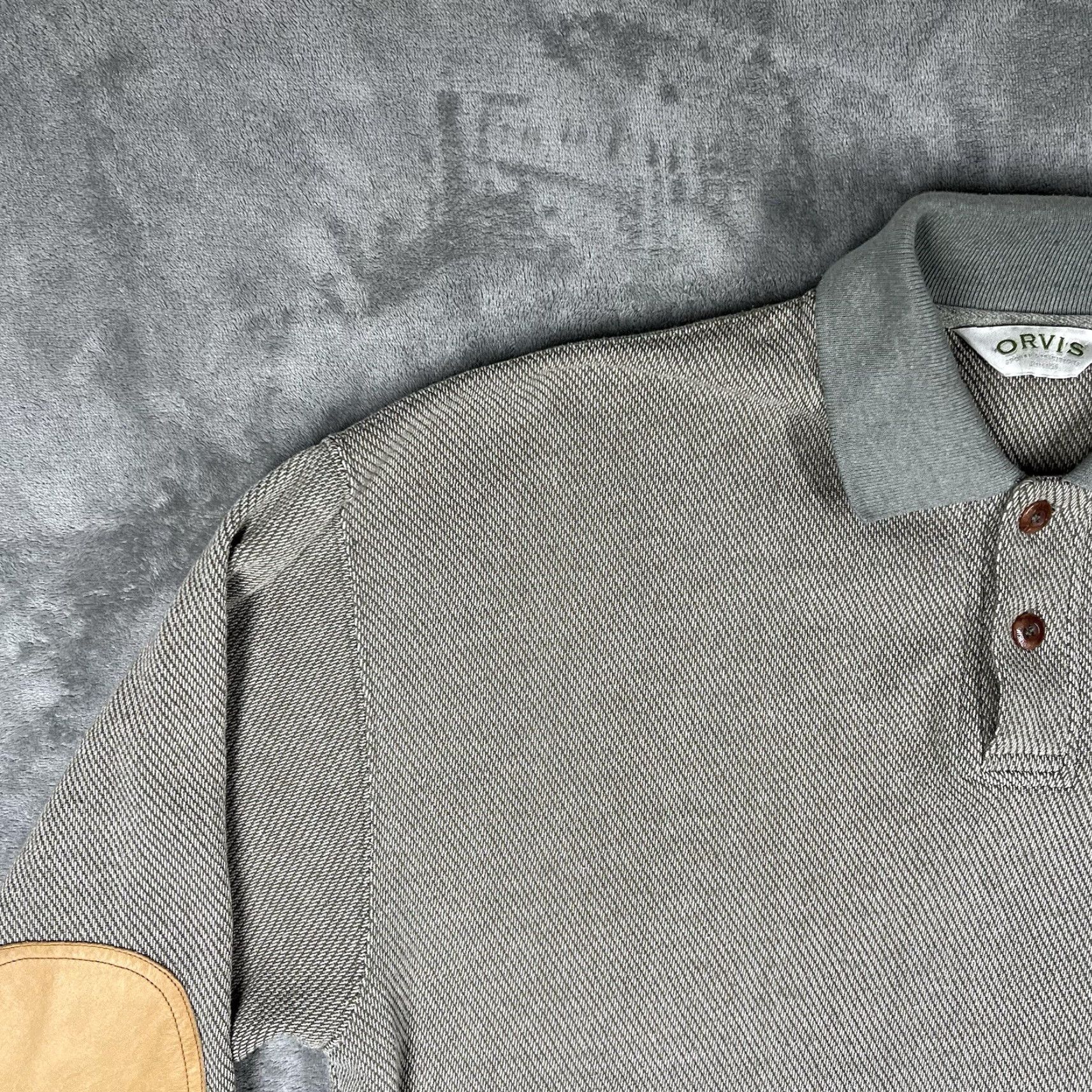 Orvis VINTAGE Orvis Collared Long Sleeve Polo Shirt Men's Large Gray Elbow Patch Size US L / EU 52-54 / 3 - 2 Thumbnail