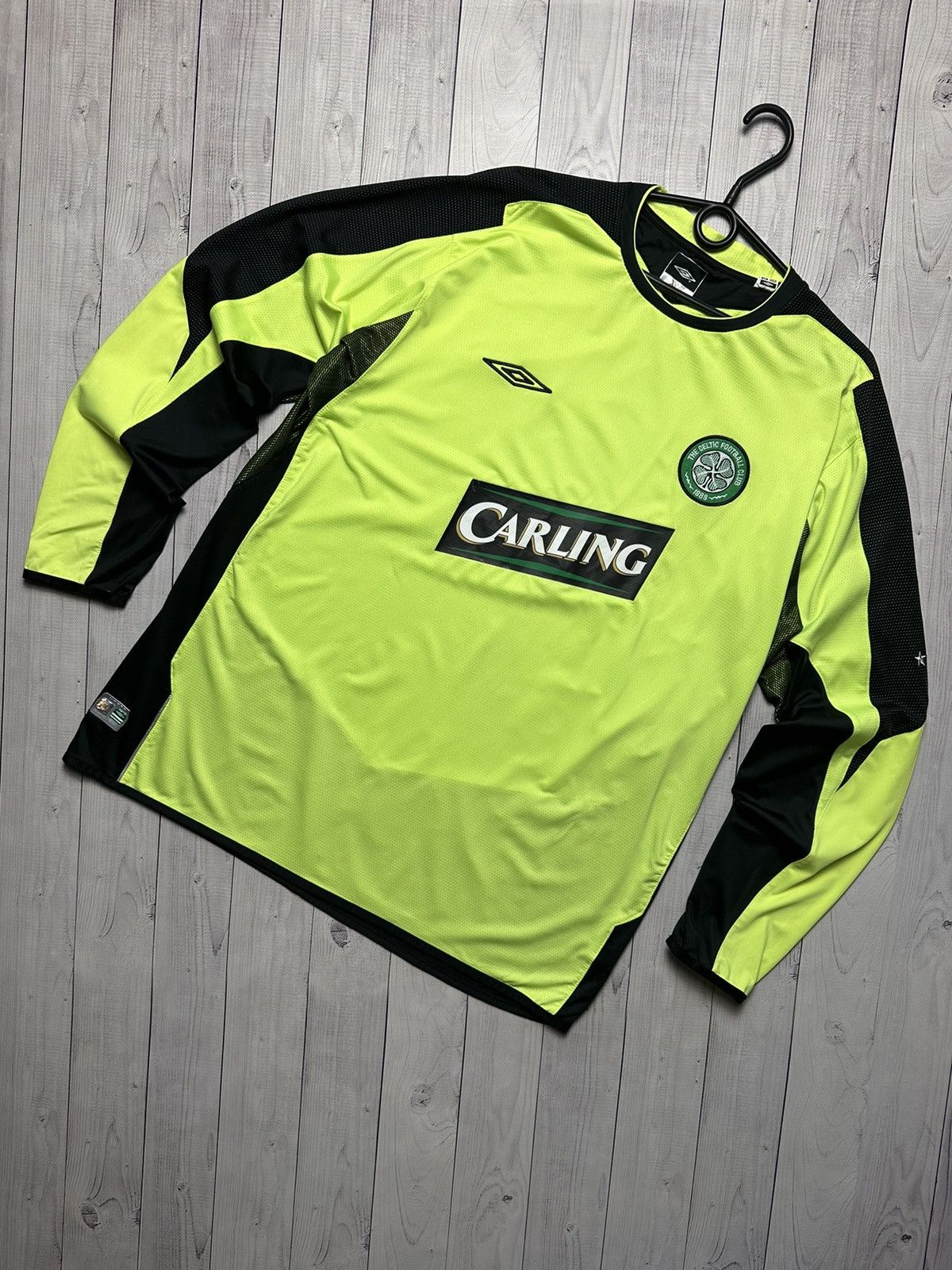 image of Vintage Umbro Celtic Soccer Jersey Long Sleeve Size Xxl in Yellow, Men's