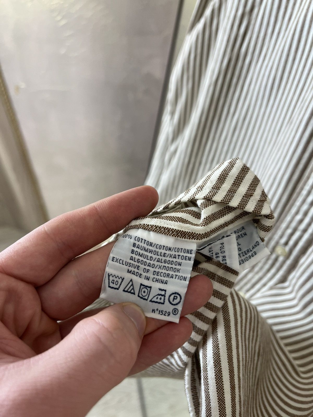 Polo Ralph Lauren Polo Ralph Lauren Slim Fit Brown Striped Oxford Shirt Size US XL / EU 56 / 4 - 8 Thumbnail