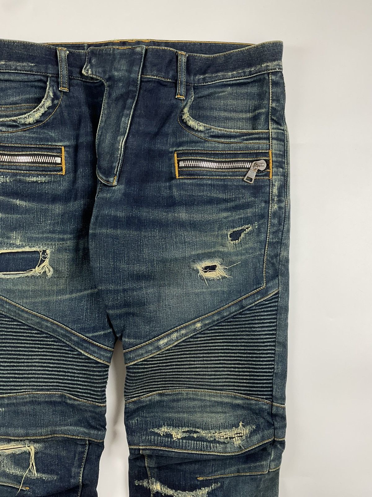 Balmain Balmain Distressed Biker Denim Size US 33 - 4 Thumbnail