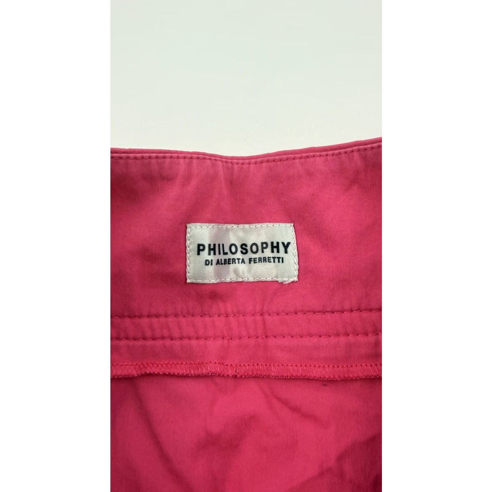 Alberta Ferretti Philosophy di Alberta Ferretti Skirt Womens 6 Pink Pleated A-Line Ribbon Trim Knee Length Size 28" / US 6 / IT 42 - 2 Thumbnail