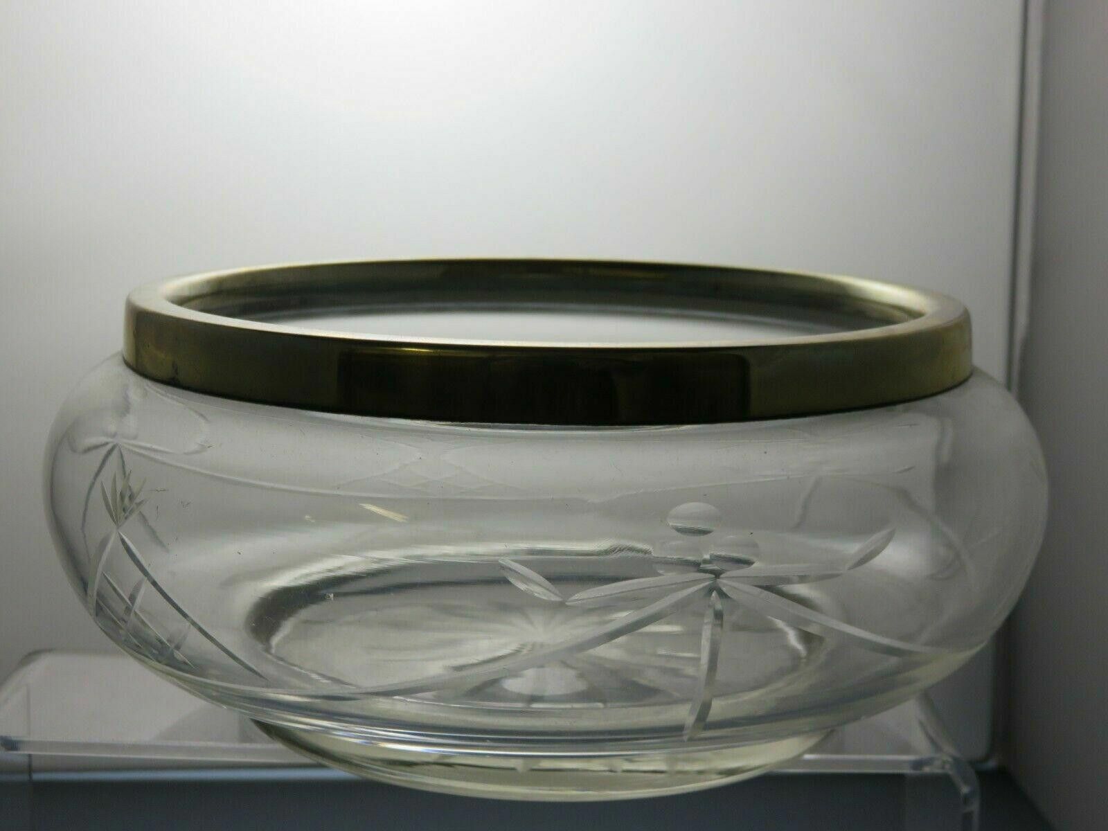The Unbranded Brand Vintage Cut Glass Bowl With Silver Plated Rim 3 3/4" Size ONE SIZE - 2 Thumbnail