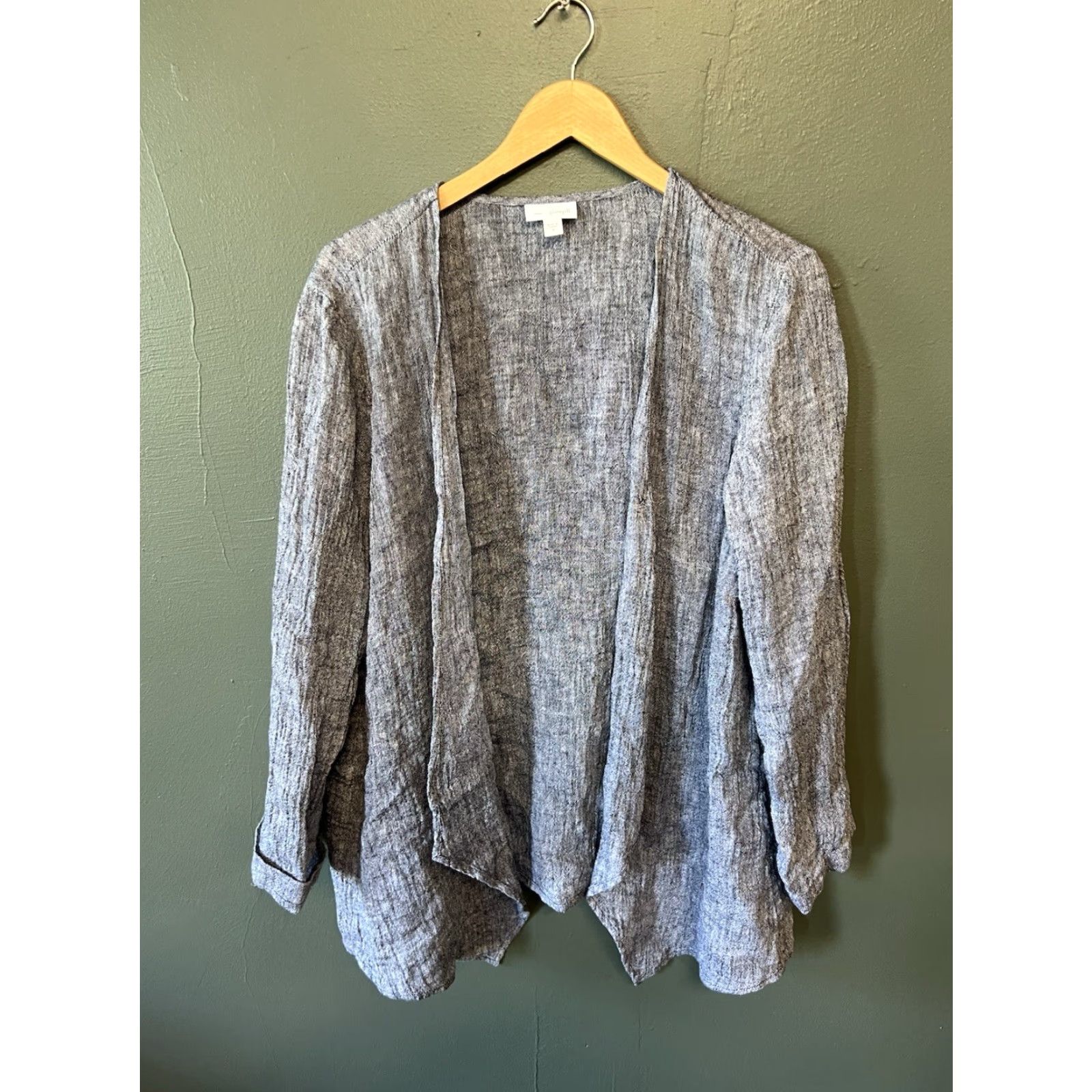 J. Jill Pure Jill Cardigan Sweater Womens Blue Linen Lightweight Open Front Size M Size M / US 6-8 / IT 42-44 - 2 Thumbnail