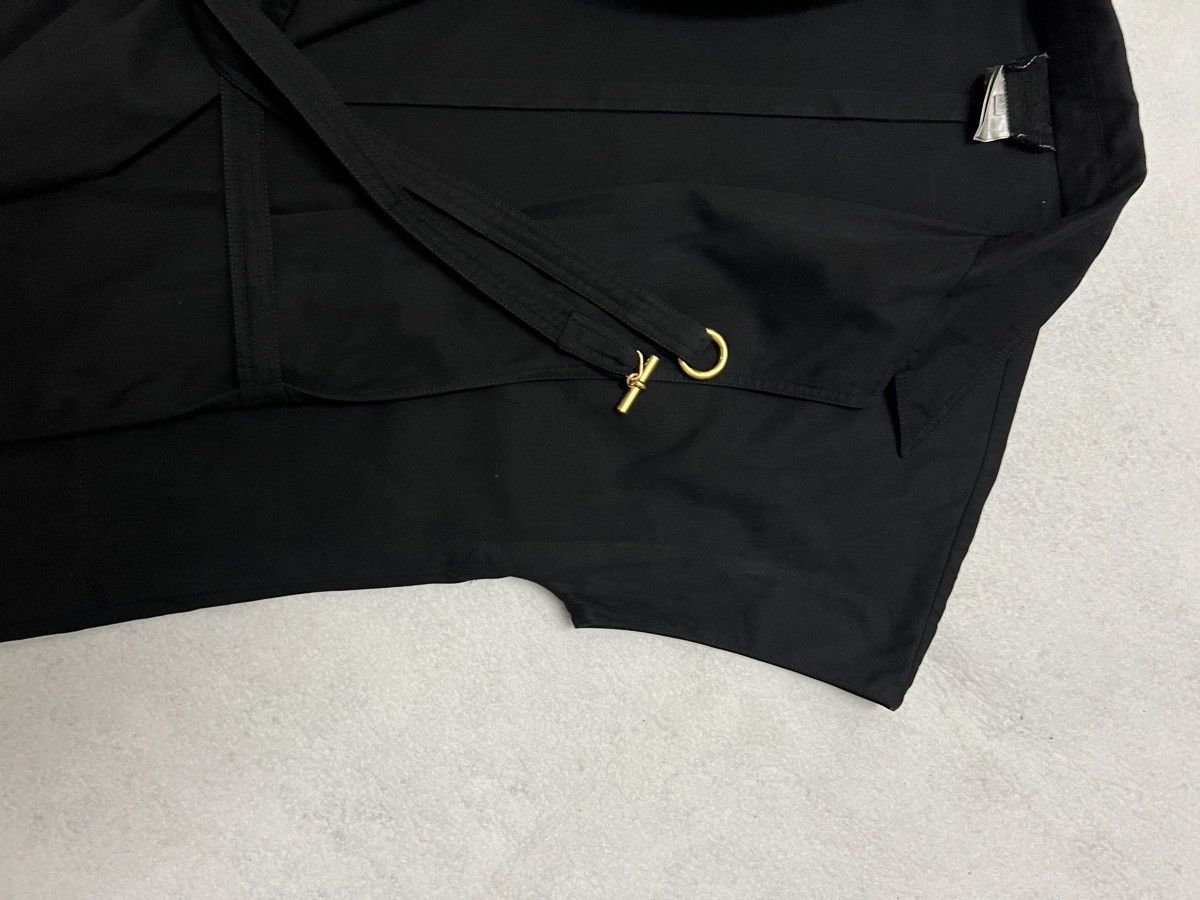 Hermes 539. Hermès Black Wrap Midi Dress with Gold Ring Belt Size 42S - 13 Thumbnail