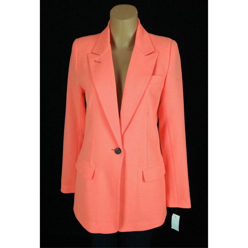 SMYTHE Smythe Tailored Blazer Size 4 Womens Neon Tangerine Jacket Size S / US 4 / IT 40 - 2 Thumbnail