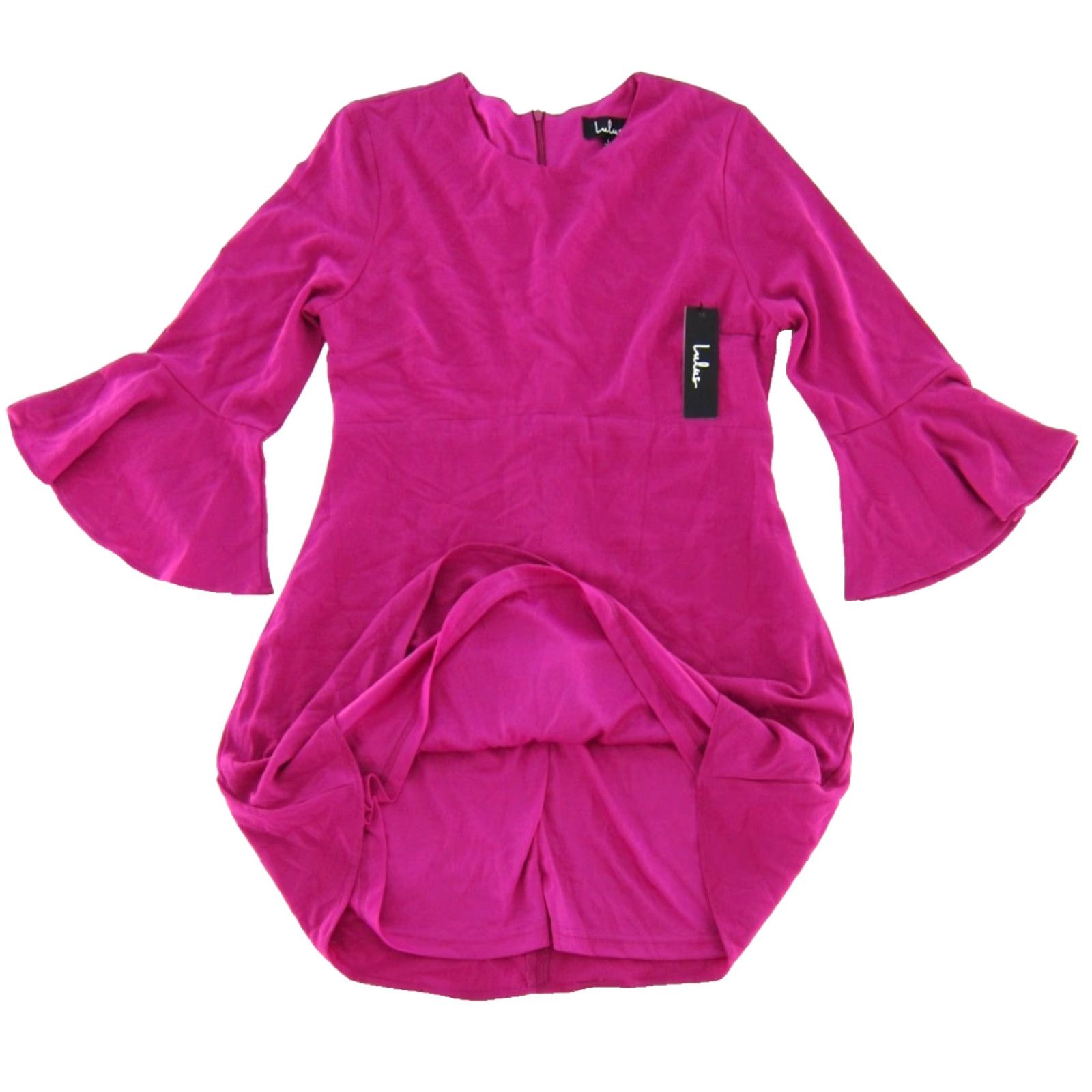 Lulus VINTAGE NWT Lulu's Magenta Pink Long Sleeve Flare Sleeve Sheath Dress Women Large Size L / US 10 / IT 46 - 5 Thumbnail