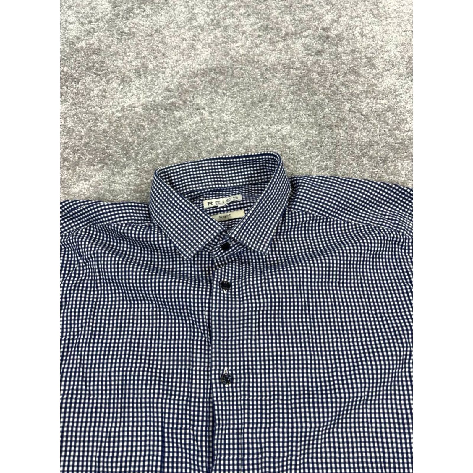 Reiss Reiss Shirt Mens Large Blue White Cotton Button Up Check Long Sleeve Casual Size US L / EU 52-54 / 3 - 2 Thumbnail