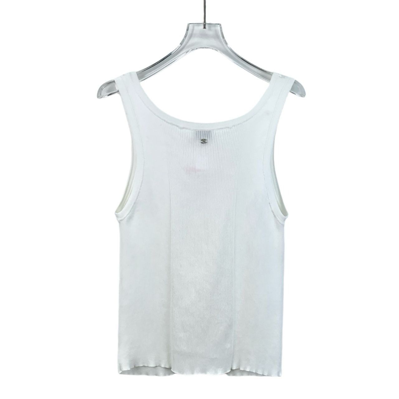 Chanel Chanel White Ribbed Cotton Blend Sleeveless Knit Vest With L Size M / US 6-8 / IT 42-44 - 8 Thumbnail