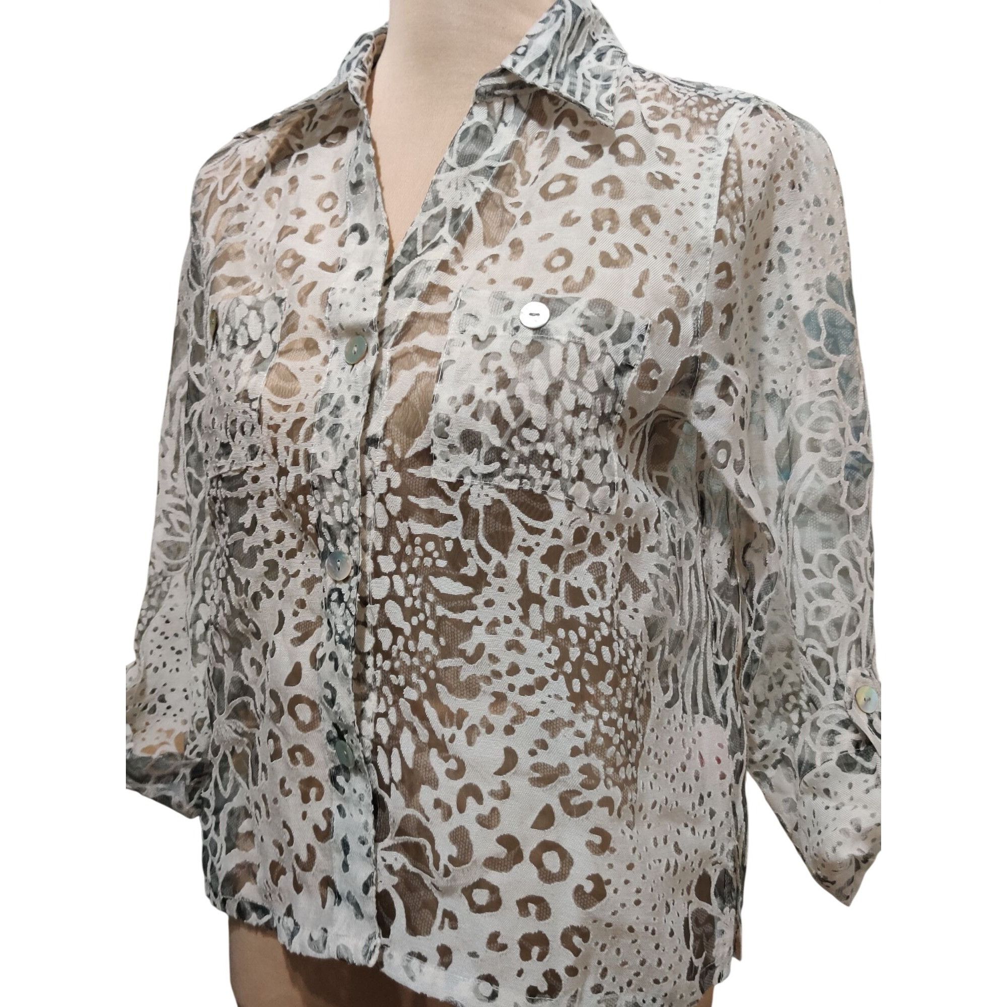 Vintage Ruby Rd S Womens White Blouse Neutral Vintage Sheer Button F Size S / US 4 / IT 40 - 11 Thumbnail