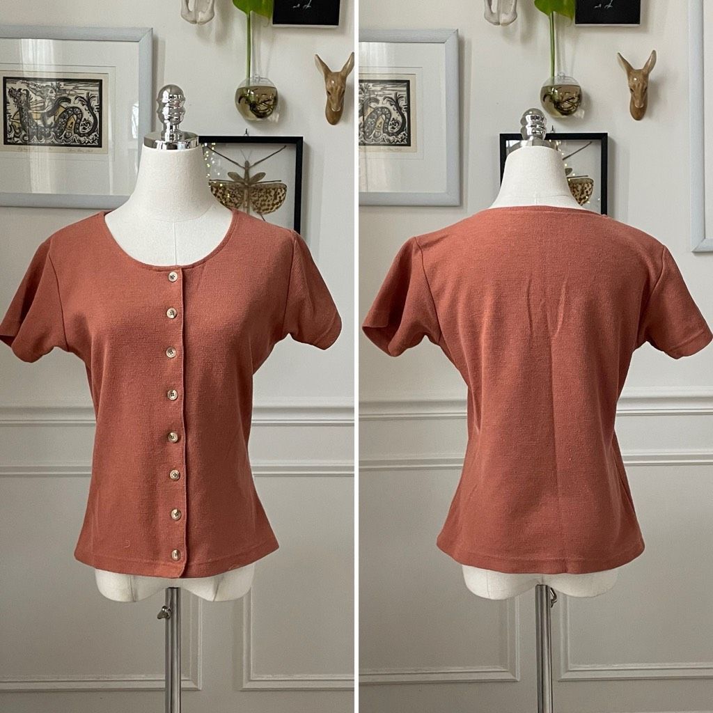 Vintage Vintage 90s MJ Carroll Terracotta Short Sleeve Button Front Shirt S Size S / US 4 / IT 40 - 1 Thumbnail