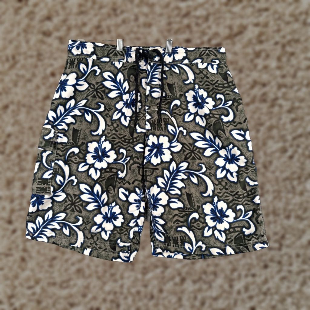 Vintage VINTAGE Pacific Legend Board Shorts Mens 34 Green Floral Cargo Swim Trunk 34x11 Size US 34 / EU 50 - 1 Thumbnail