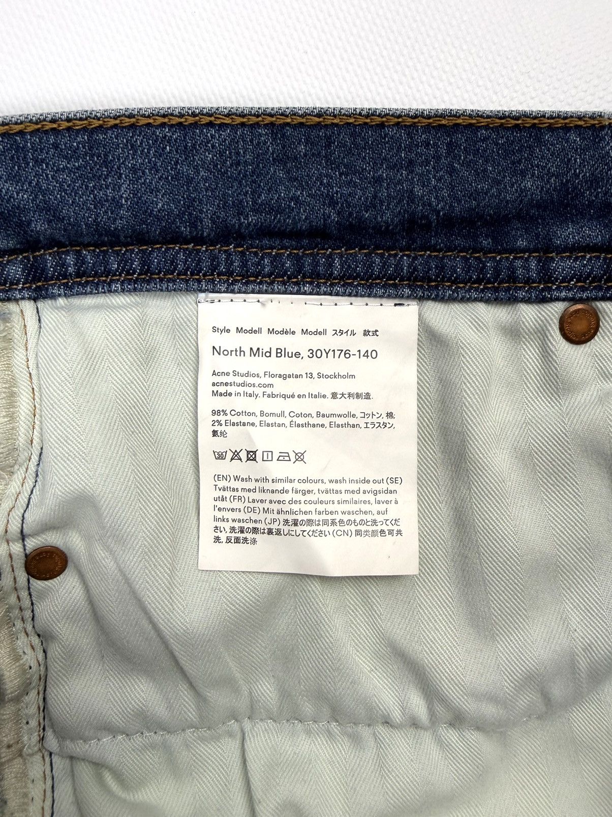 Acne Studios Acne Studios Slim Tapered Jeans North Mid Blue Denim Vintage Size US 33 - 13 Thumbnail