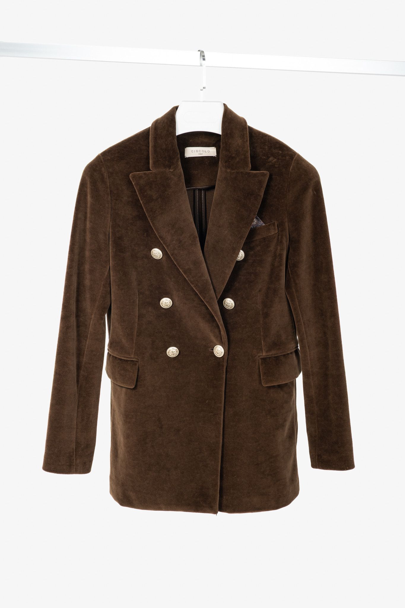 Circolo 1901 Circolo 1901 Brown Velvet Double-Breasted Blazer Size XS / US 0-2 / IT 36-38 - 1 Thumbnail