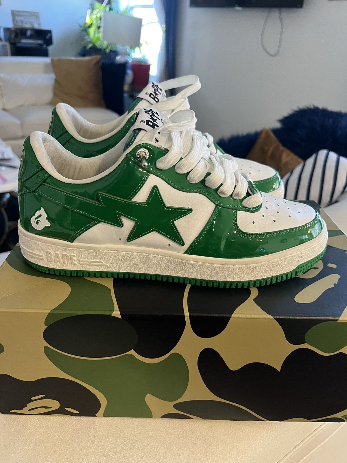 Bape Bapesta patent leather green Size US 9.5 / EU 42-43 - 2 Thumbnail