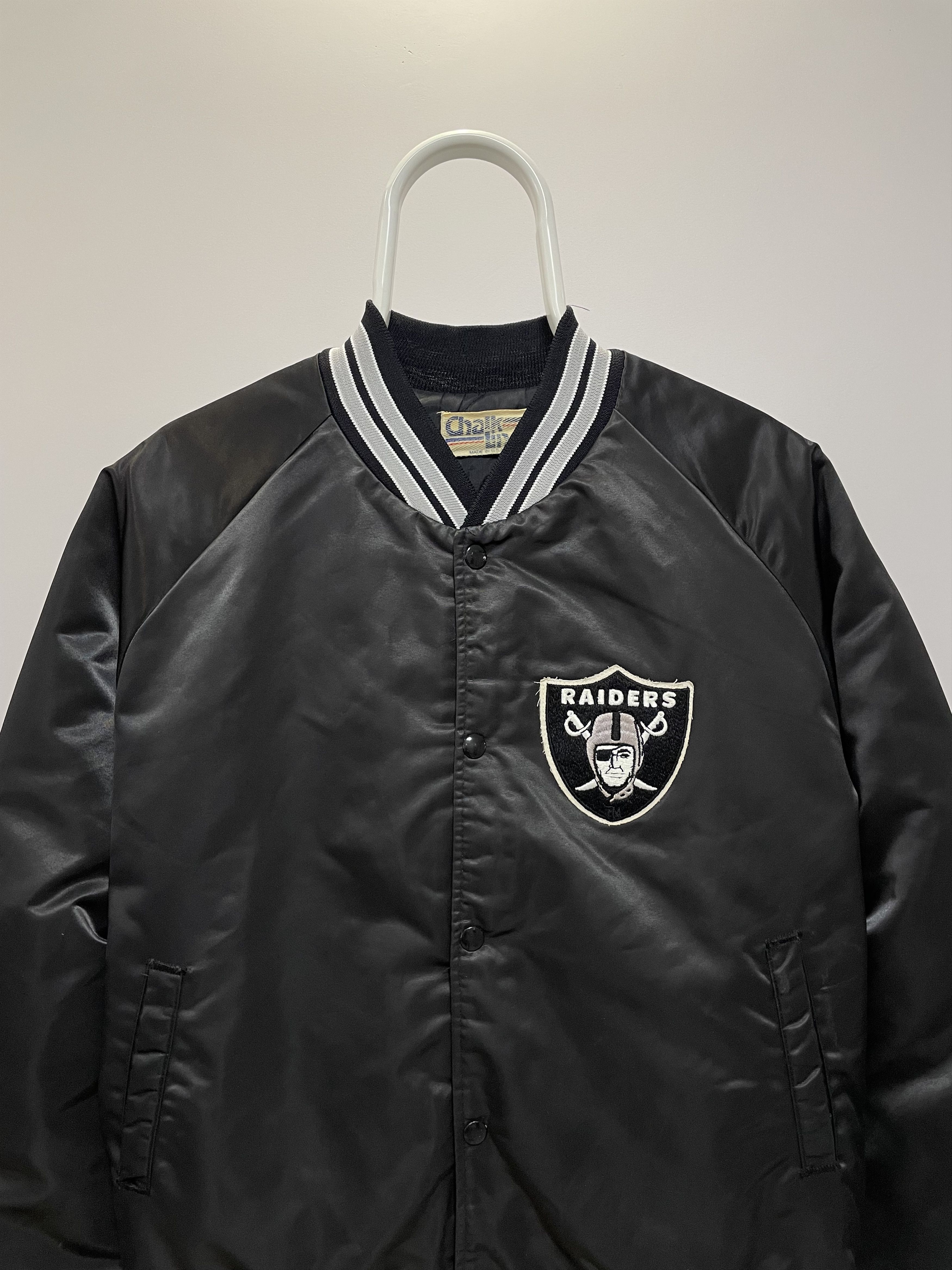 NFL RAIDERS Chalk Line NFL Vintage Bomber Satin Jacket 80s Rare Size US L / EU 52-54 / 3 - 7 Thumbnail