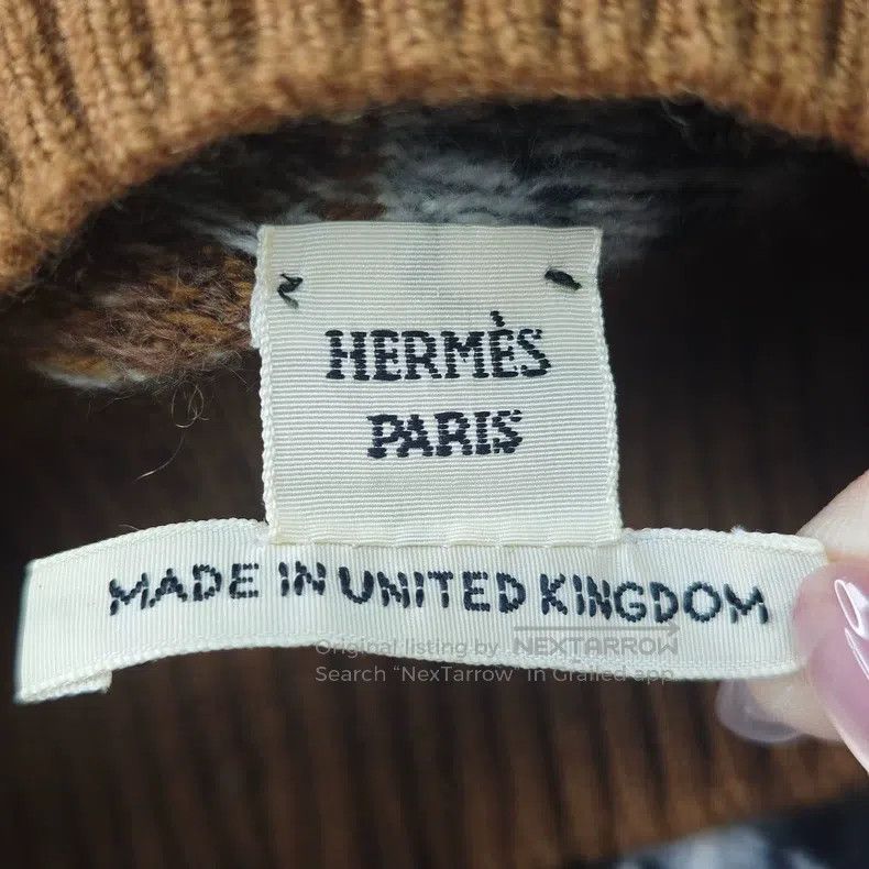 Hermes Hermes Gray Beige Houndstooth Cashmere Metal Logo Sweater Size XS / US 0-2 / IT 36-38 - 5 Thumbnail