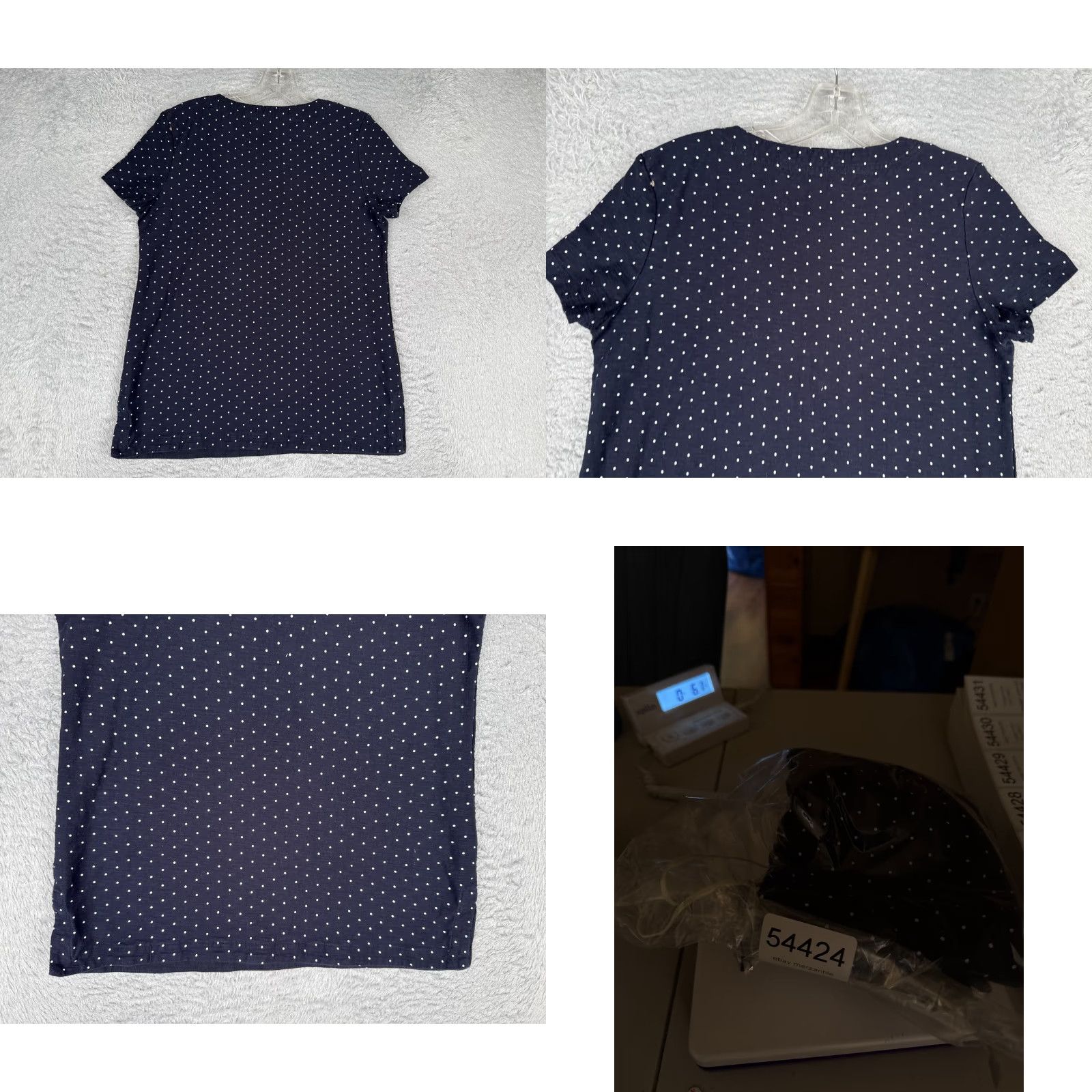 Tommy Hilfiger Tommy Hilfiger Shirt Women Small Blue Polka Dot V-Neck Lace Short Sleeve Cotton Size S / US 4 / IT 40 - 9 Thumbnail