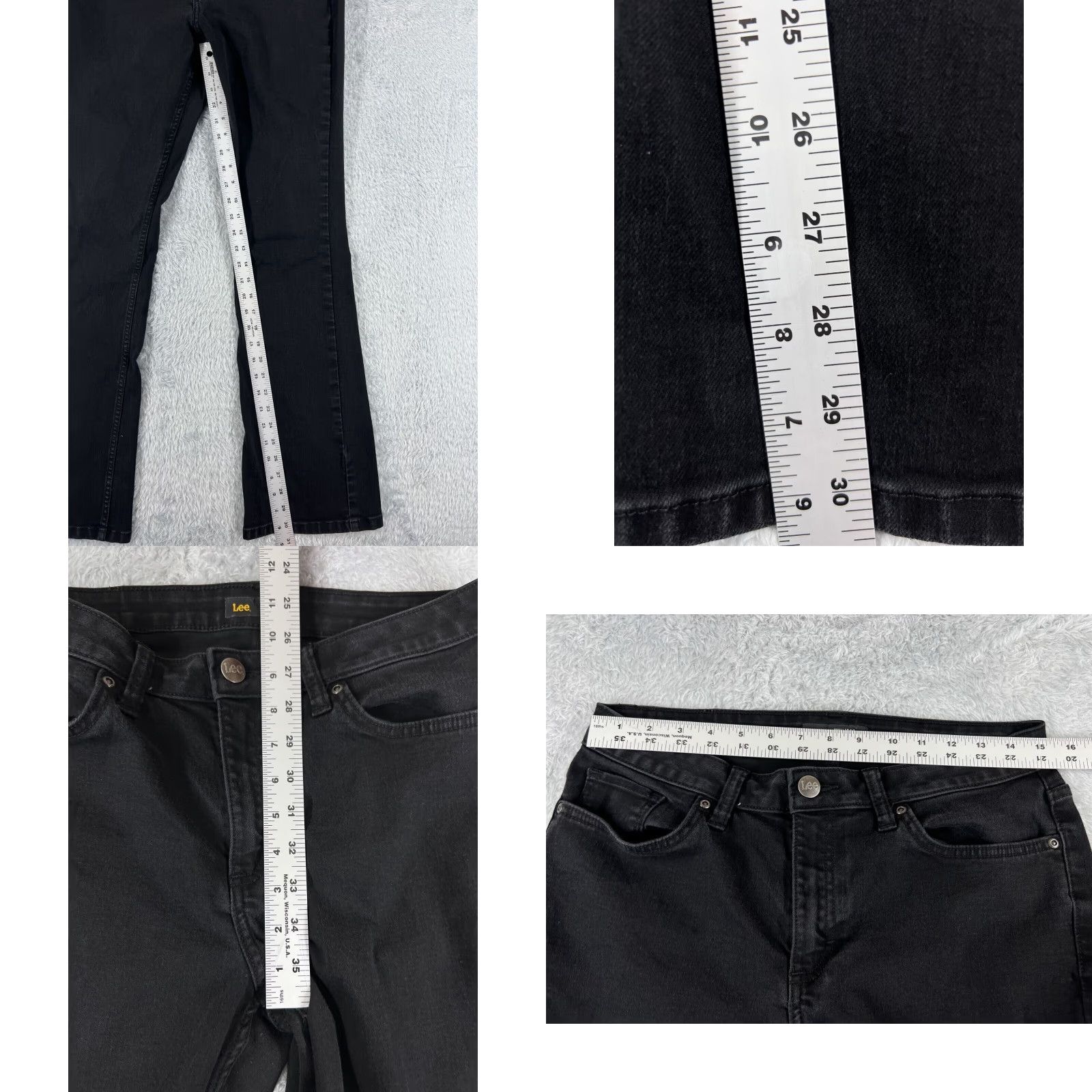 Lee Lee Jeans Women Bootcut 10 Black Denim Regular Cotton 30x30 Distressed Zip 5-Pocket Southwestern Cowboy Designer Lee Size 32" / US 10 / IT 46 - 8 Thumbnail