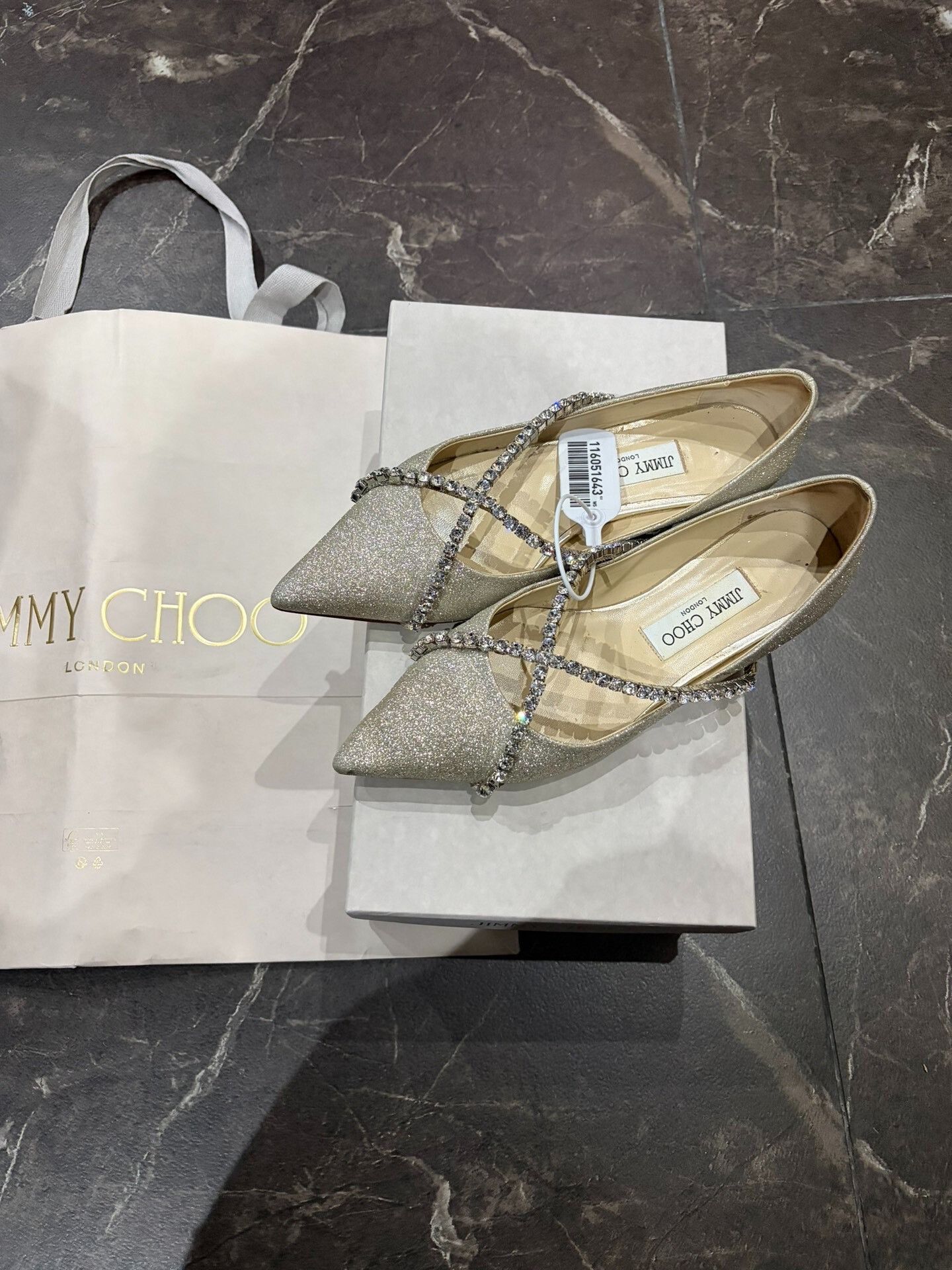 Jimmy Choo Jimmy Choo Glitter Cross Chain Flats Size US 5.5 / IT 35.5 - 1 Thumbnail