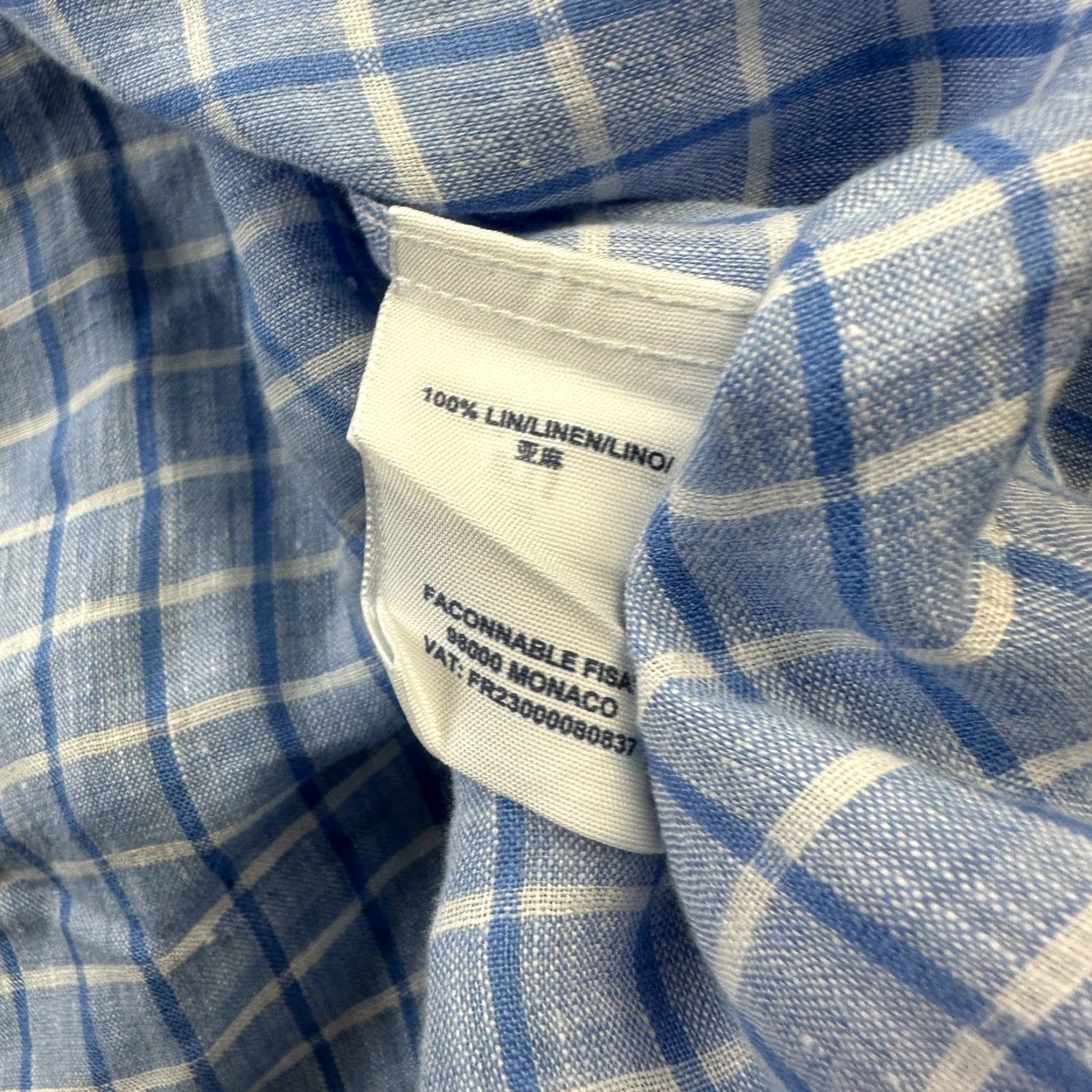 Faconnable Façonnable Shirt Mens 2XL XXL Blue Check Button Up Linen Size US XXL / EU 58 / 5 - 5 Thumbnail