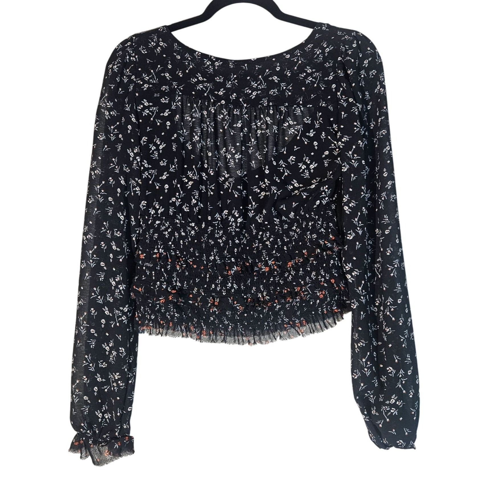 Free People Free People Smocked Floral Blouse Black XS |Cottage core She Size XS / US 0-2 / IT 36-38 - 2 Thumbnail