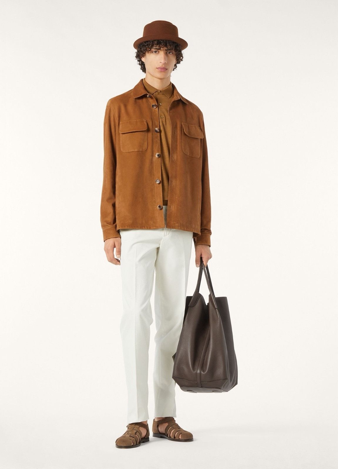 Loro Piana o1srvl11e0526 FAP3922 Lowered Suede Overshirt in Brown Size US XL / EU 56 / 4 - 3 Thumbnail
