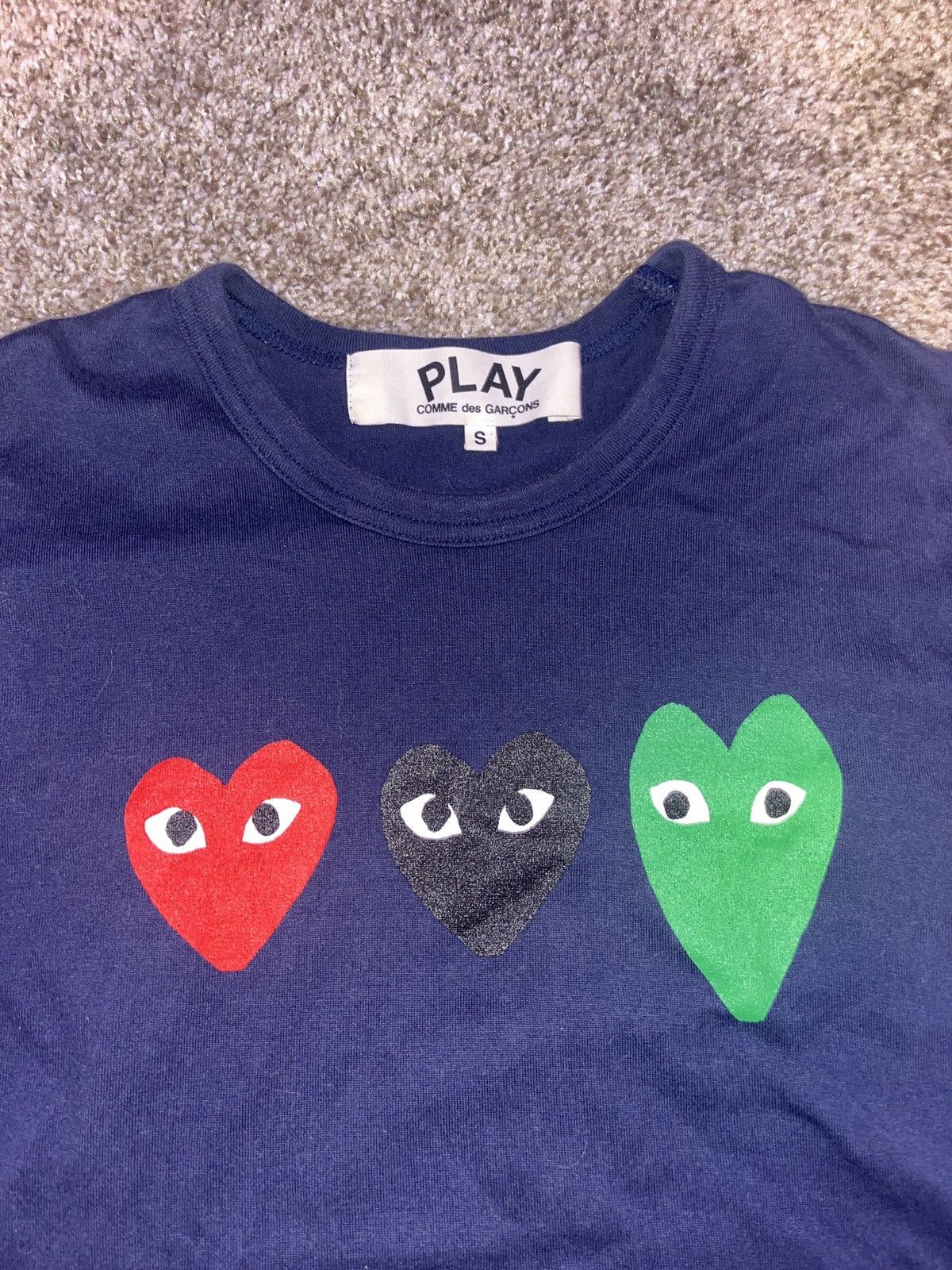 Comme des Garcons COMME DES GARCONS PLAY MULTI HEART T-SHIRT - NAVY Size US S / EU 44-46 / 1 - 2 Thumbnail