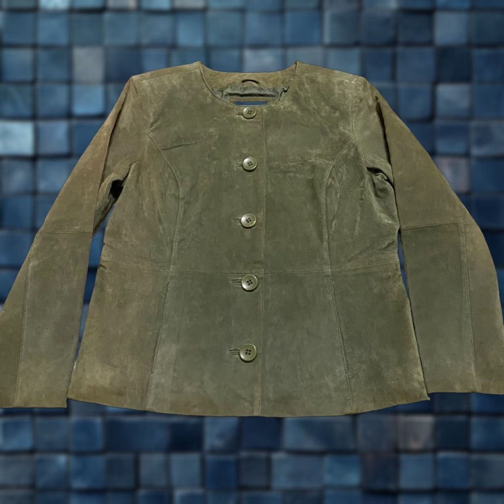 Coldwater Creek Coldwater Creek Womens Jacket PM Green Suede Leather Lined Petites Button Up Casual Travel Classic Mature Preppy Y2K Old Money Size M / US 6-8 / IT 42-44 - 1 Thumbnail
