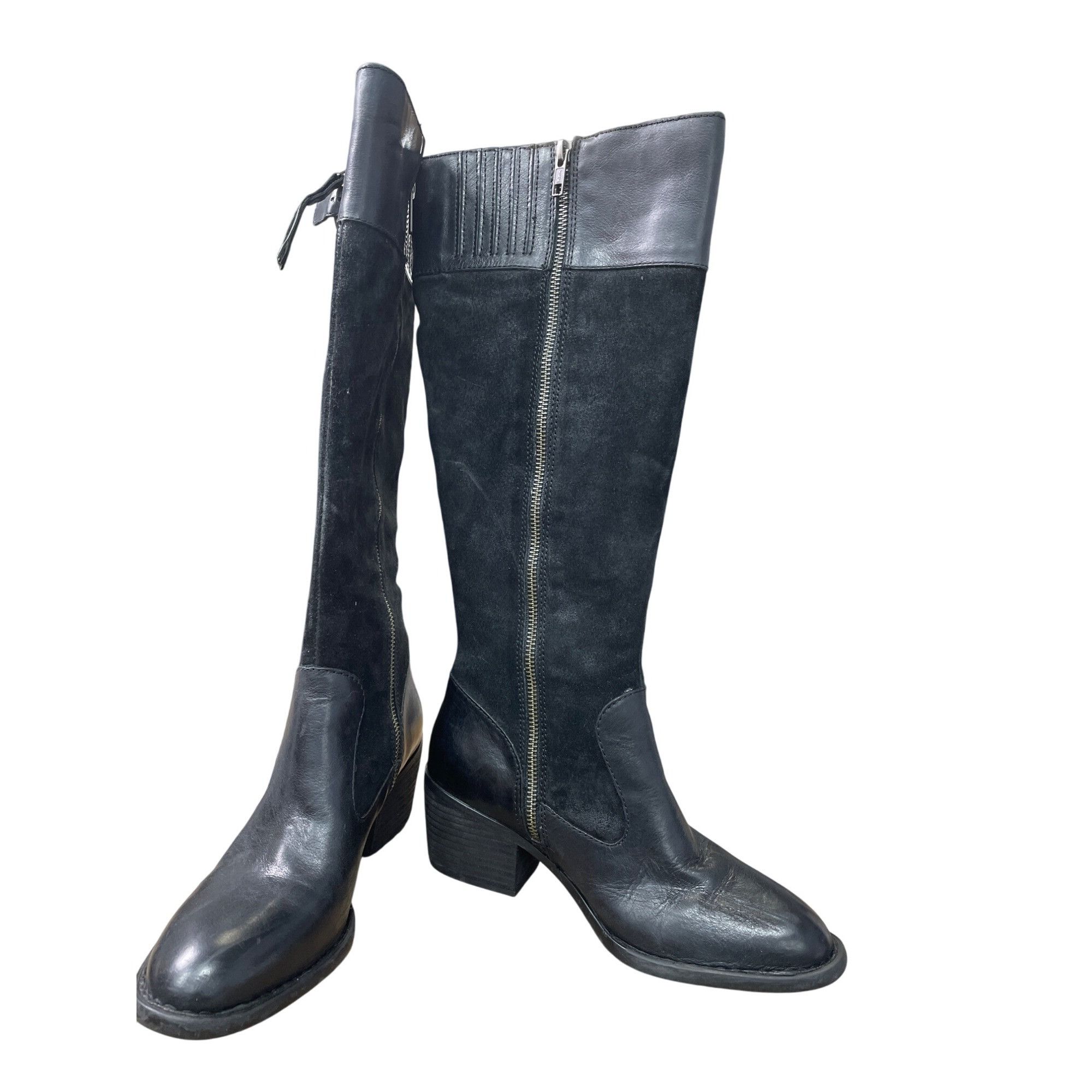 Born Born Womens Black Leather Suede Knee High Boots Size 7M SKU Size US 7 / IT 37 - 1 Thumbnail